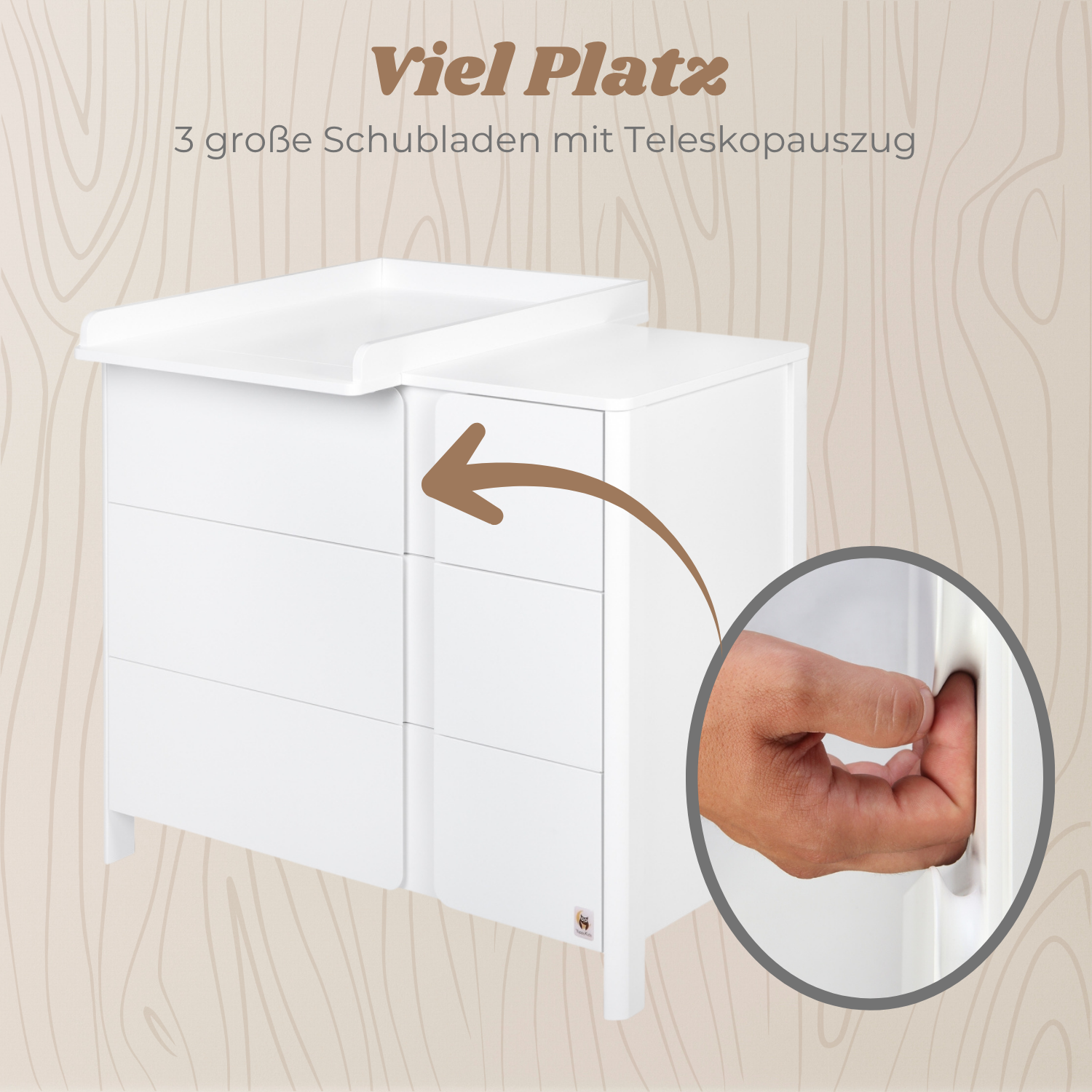 Lionherz YappyClassic Mini fasciatoio cassettiera 105x54x91 3 cassetti