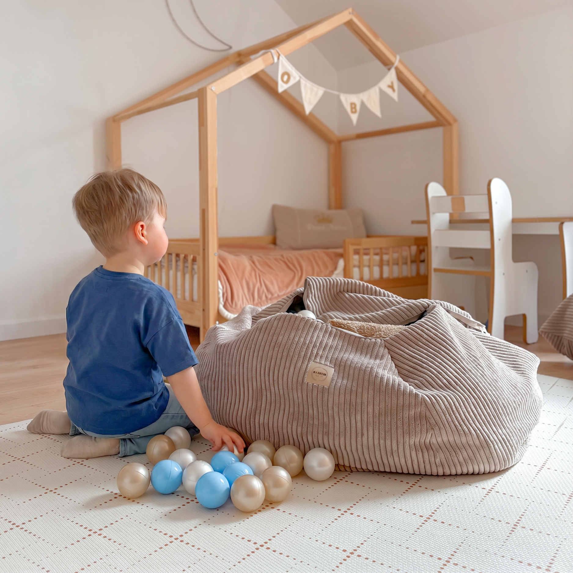Lionherz Toy Nest pouf contenitore Mini cord taupe