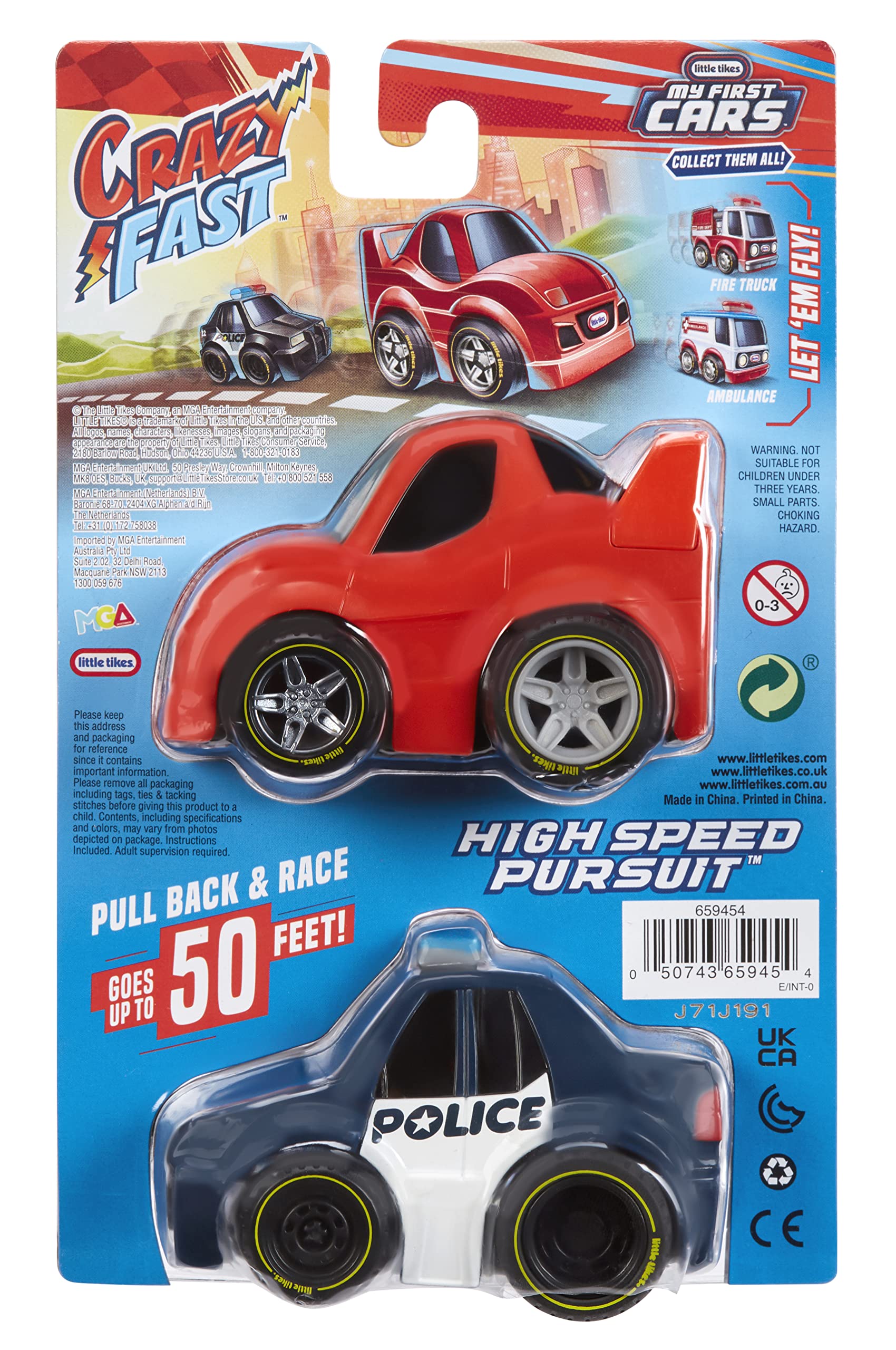 Little Tikes High-Speed Pursuit macchinine polizia pack 2 da 2 anni