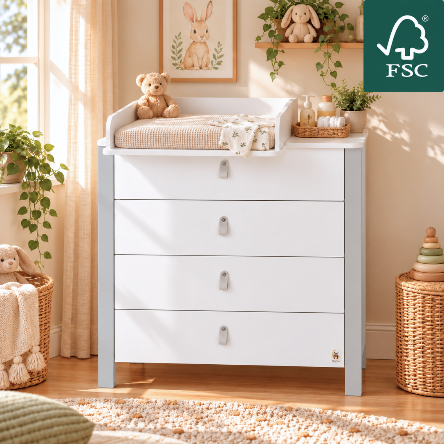 LIONHERZ YappyÉtude MINI Fasciatoio Marrone Bianco 90x50x85,5cm