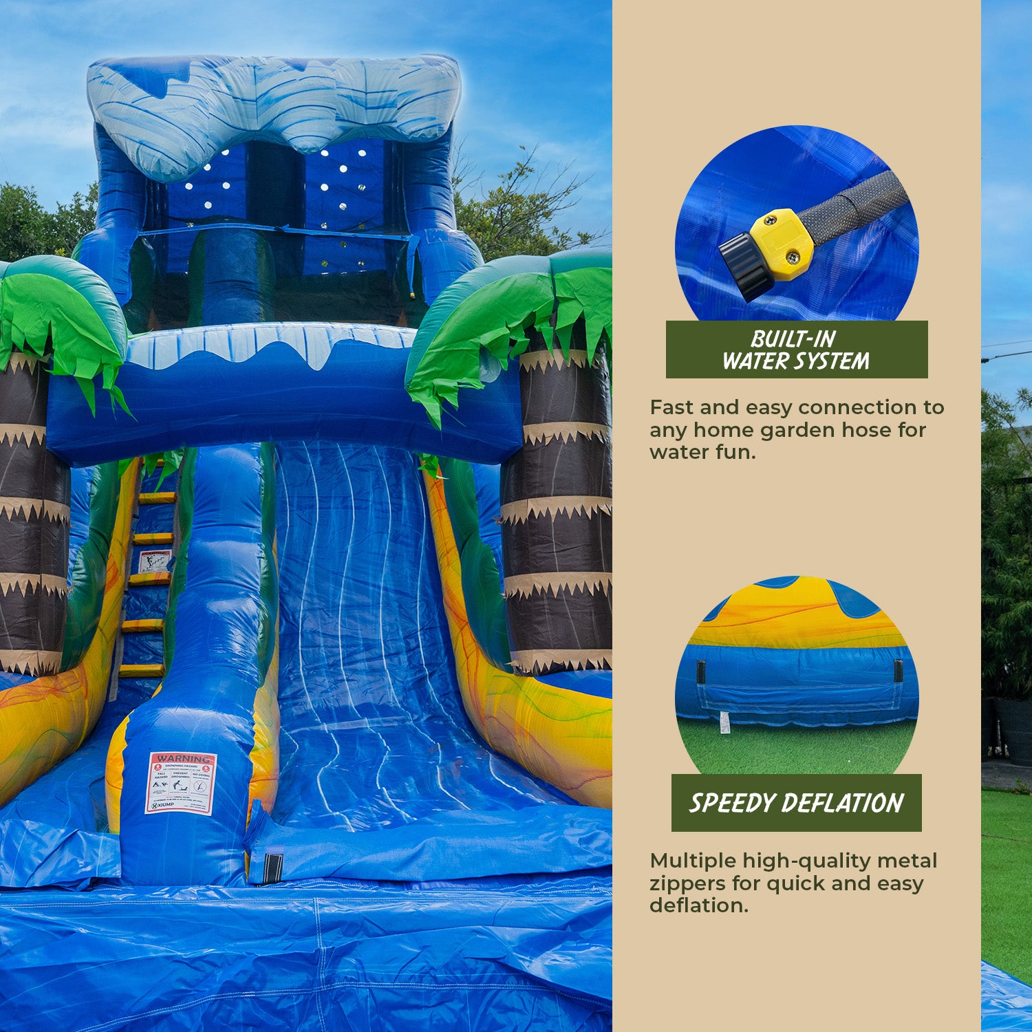 XJUMP Surf Beach 19 FT scivolo gonfiabile acqua senza soffiatore PVC