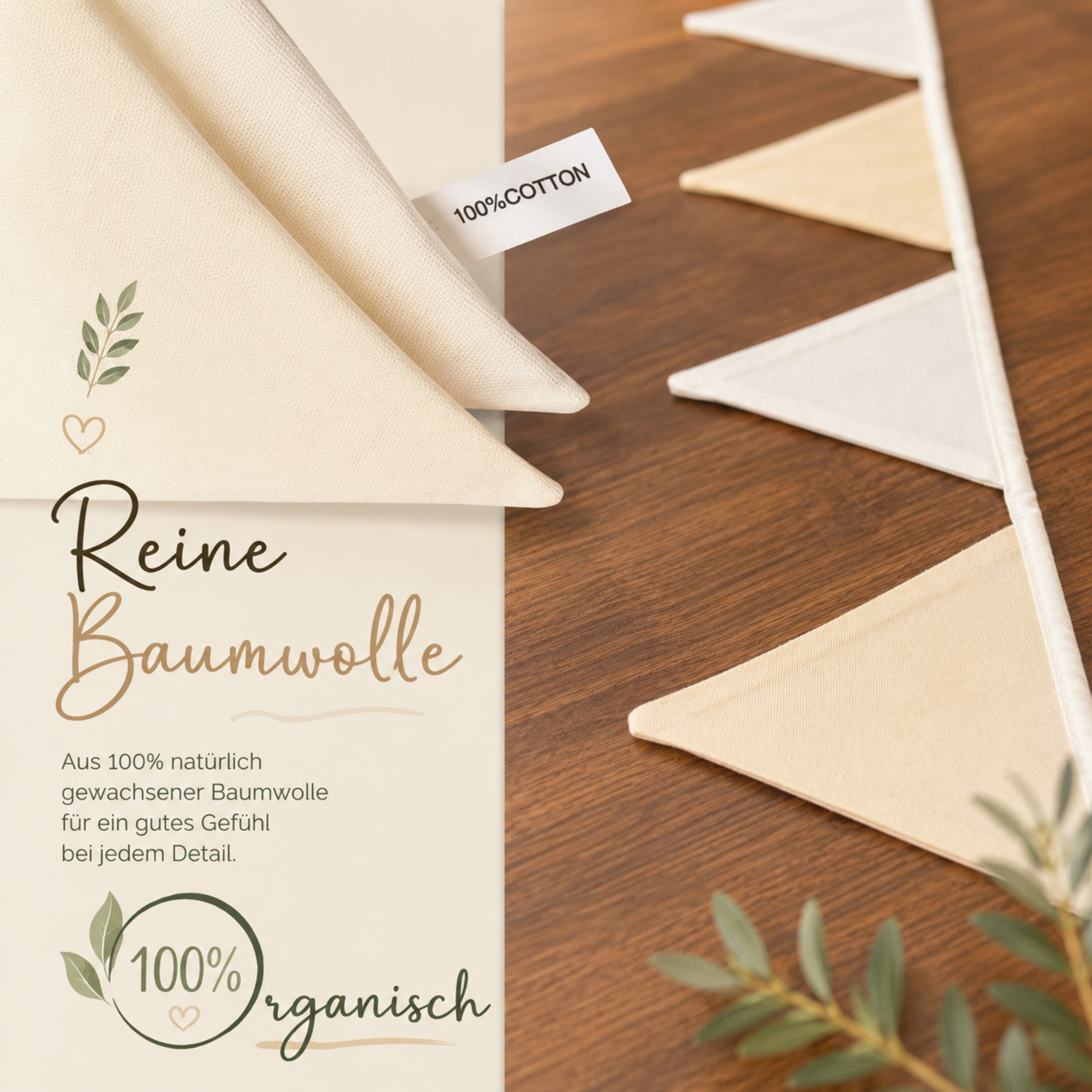 LIONHERZ Zubehör Ghirlanda Bandierine Cotone 2,50 m Crema