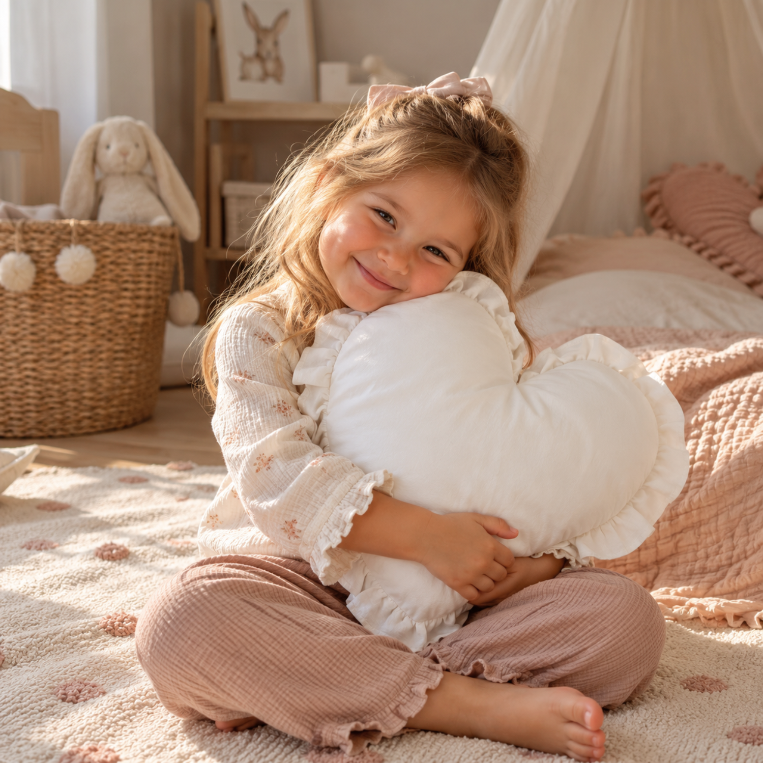Lionherz Herzkissen Cuscino Cuore Bianco 35 cm Cotone