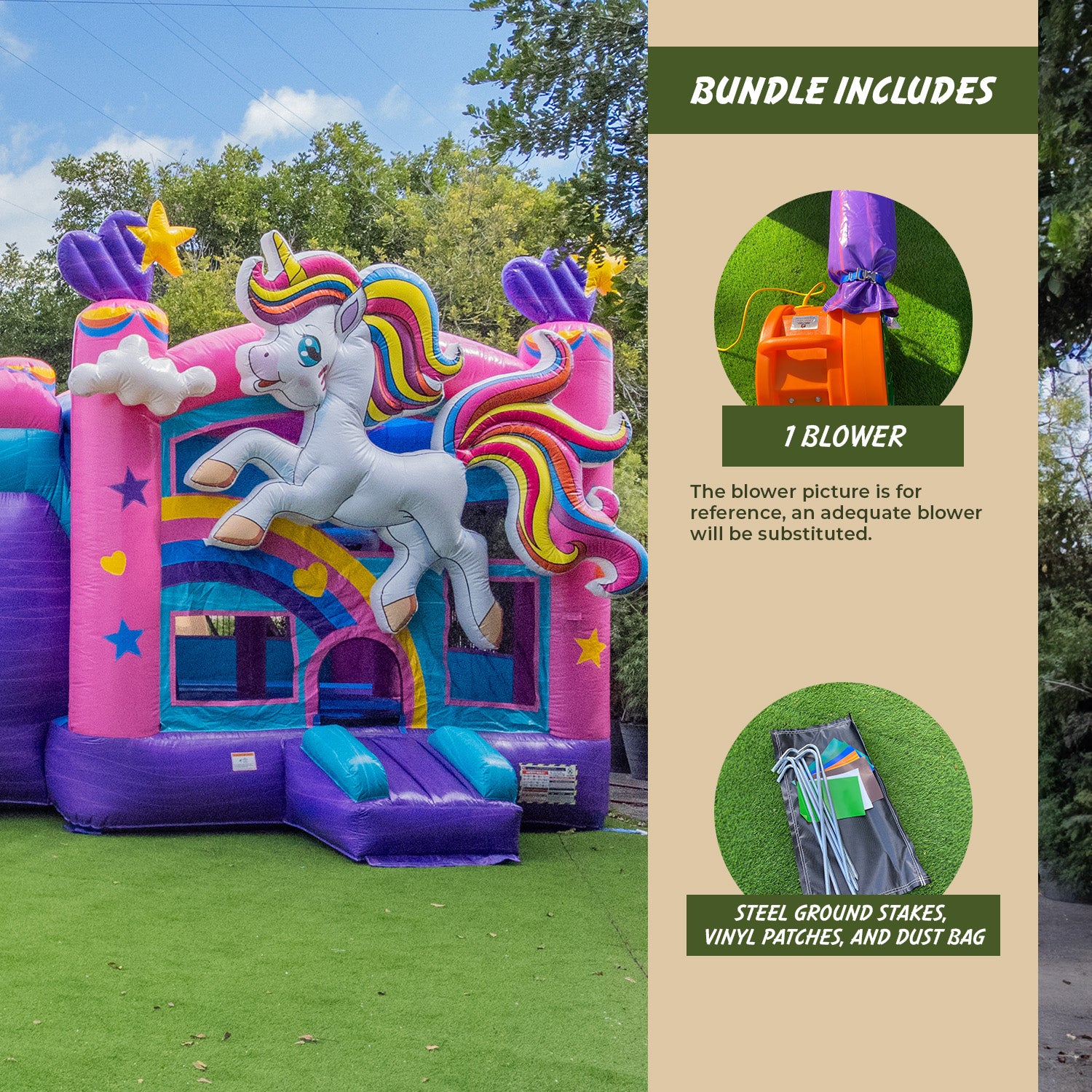 XJUMP Combos X-C40U Unicorn castello gonfiabile con scivolo