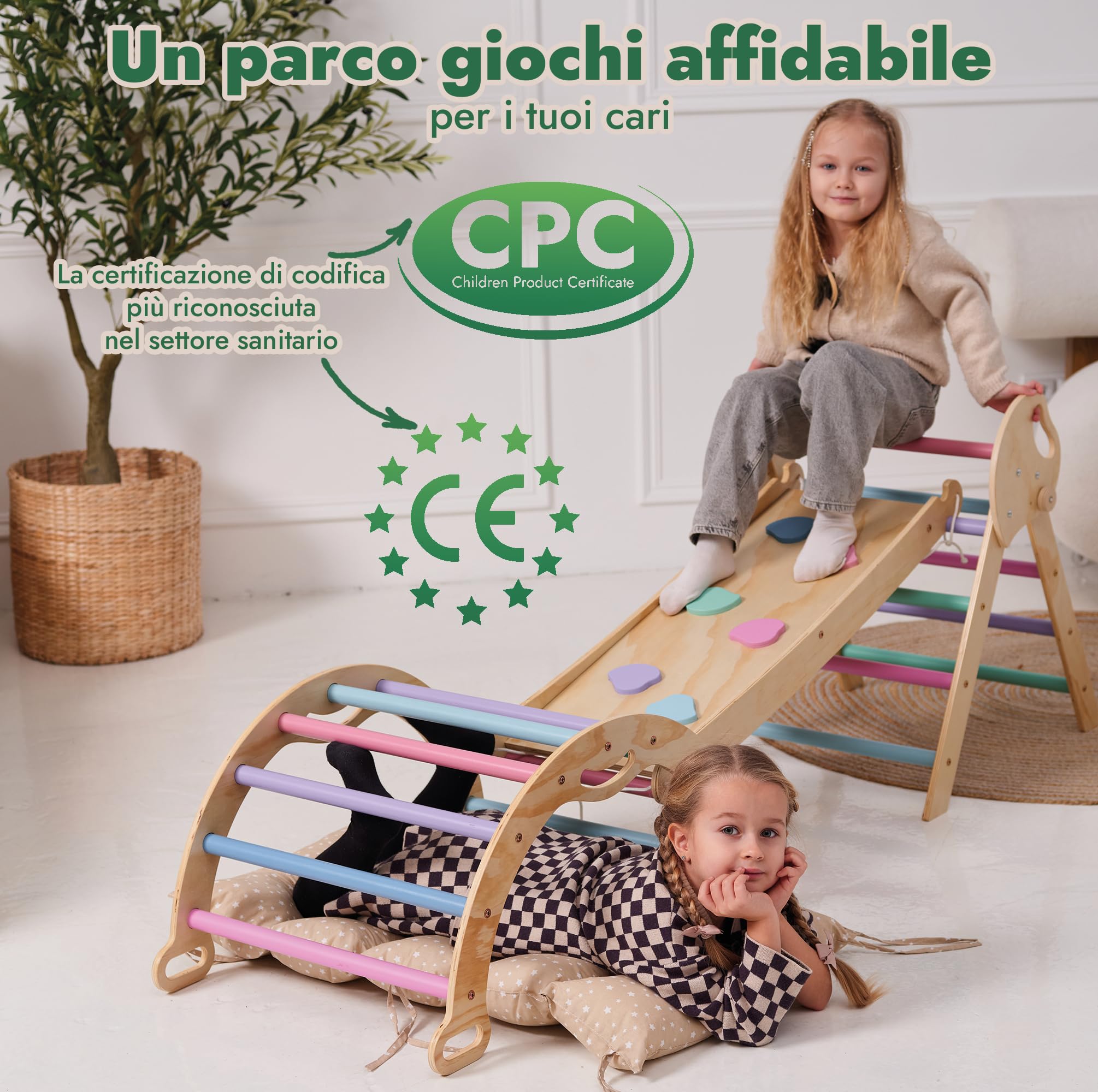 Goodevas Set Arrampicata Montessori 5 in 1 Triangolo Legno