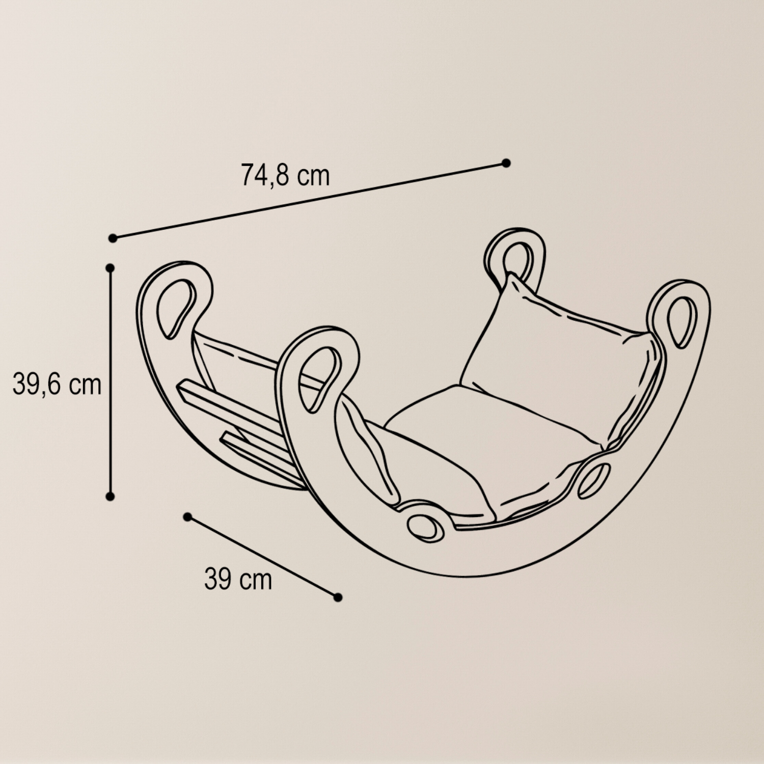 Lionherz Mini Rocker 2in1 dondolo crema 75x39x40 cuscino