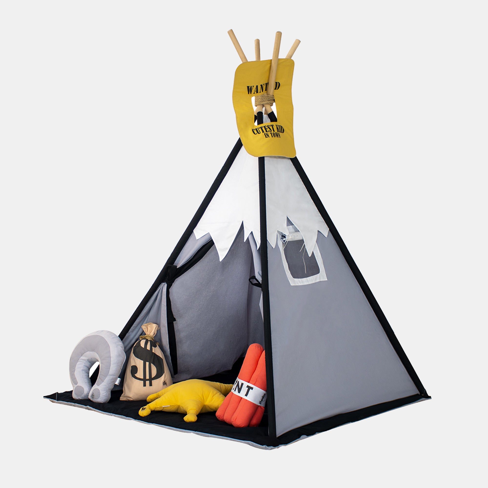 Mondino Cowboy teepee bambini grigio Large 120x120x160