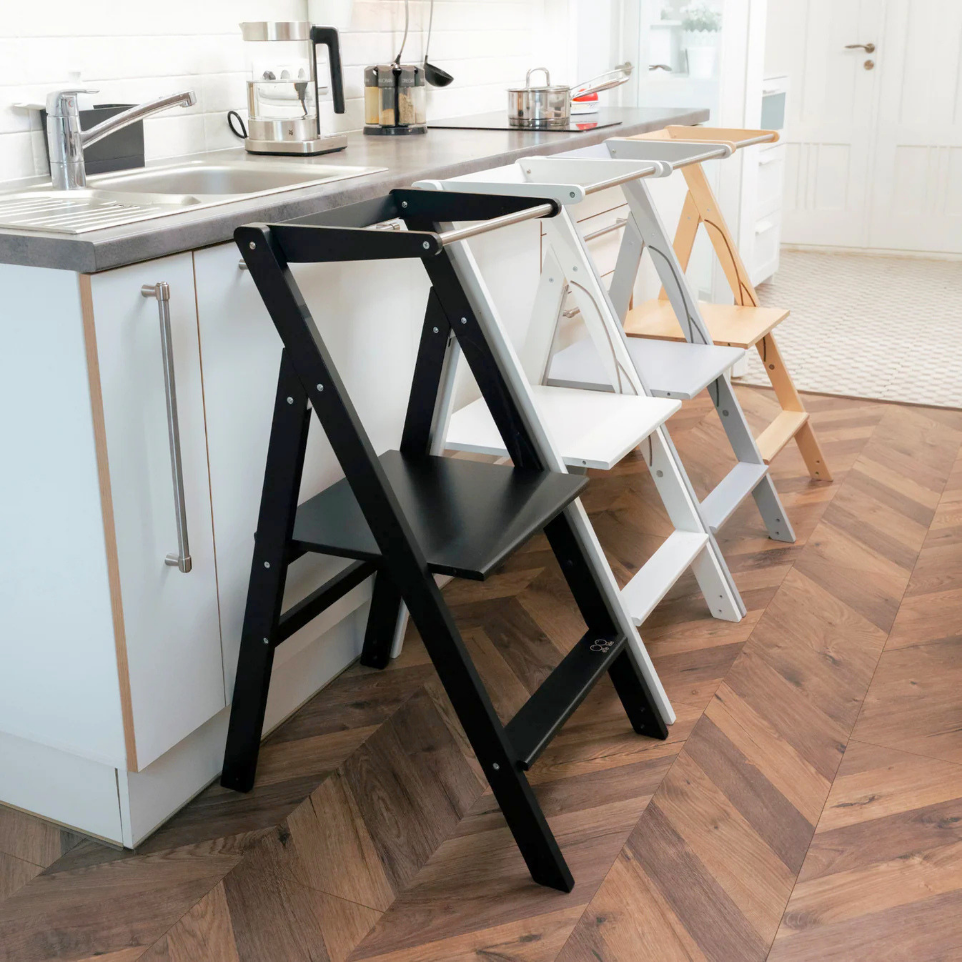 LIONHERZ STEP'n'FOLD Torre Montessori Pieghevole Bianca Altezza