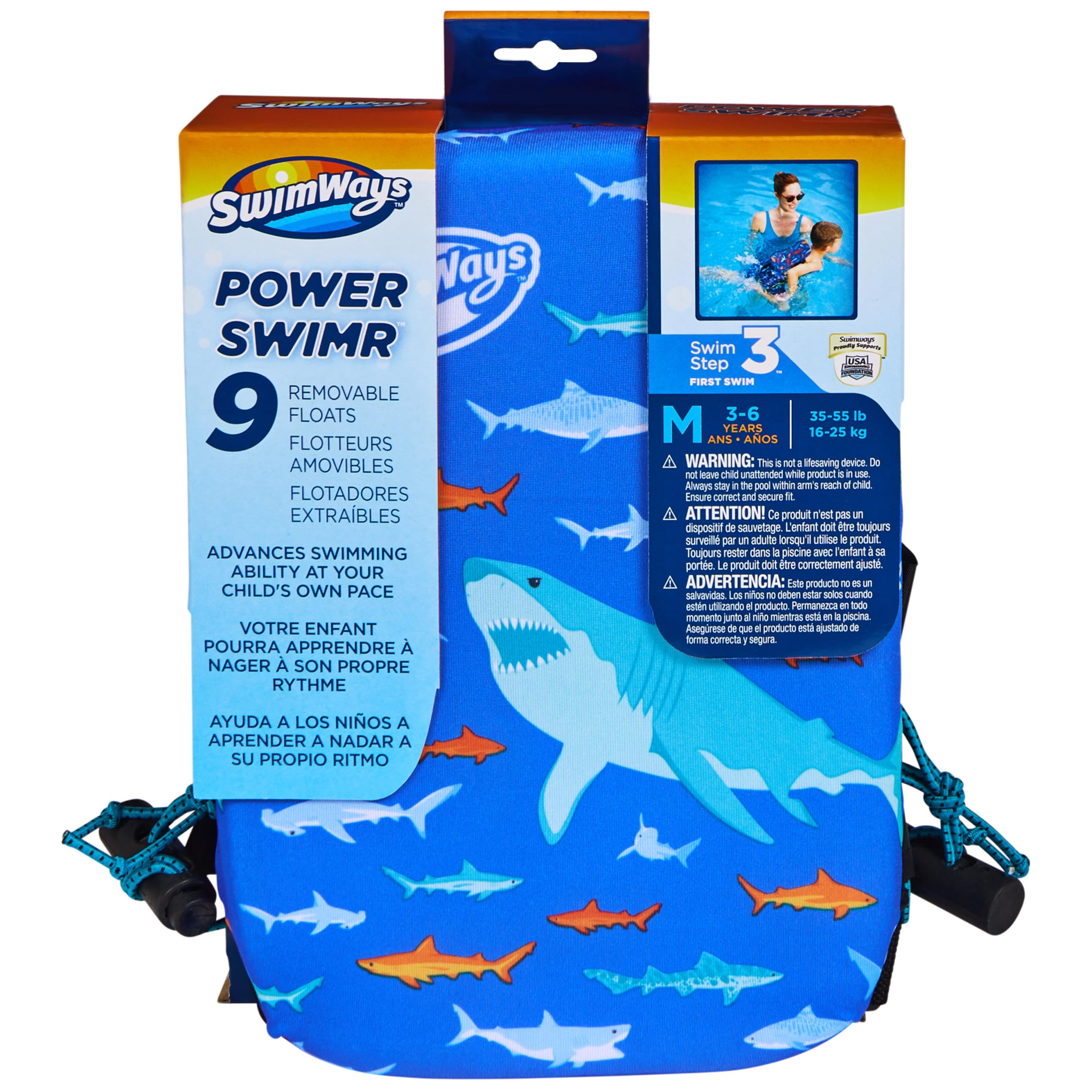 SwimWays First Swim PowerSwimmr aiuto nuoto squalo M