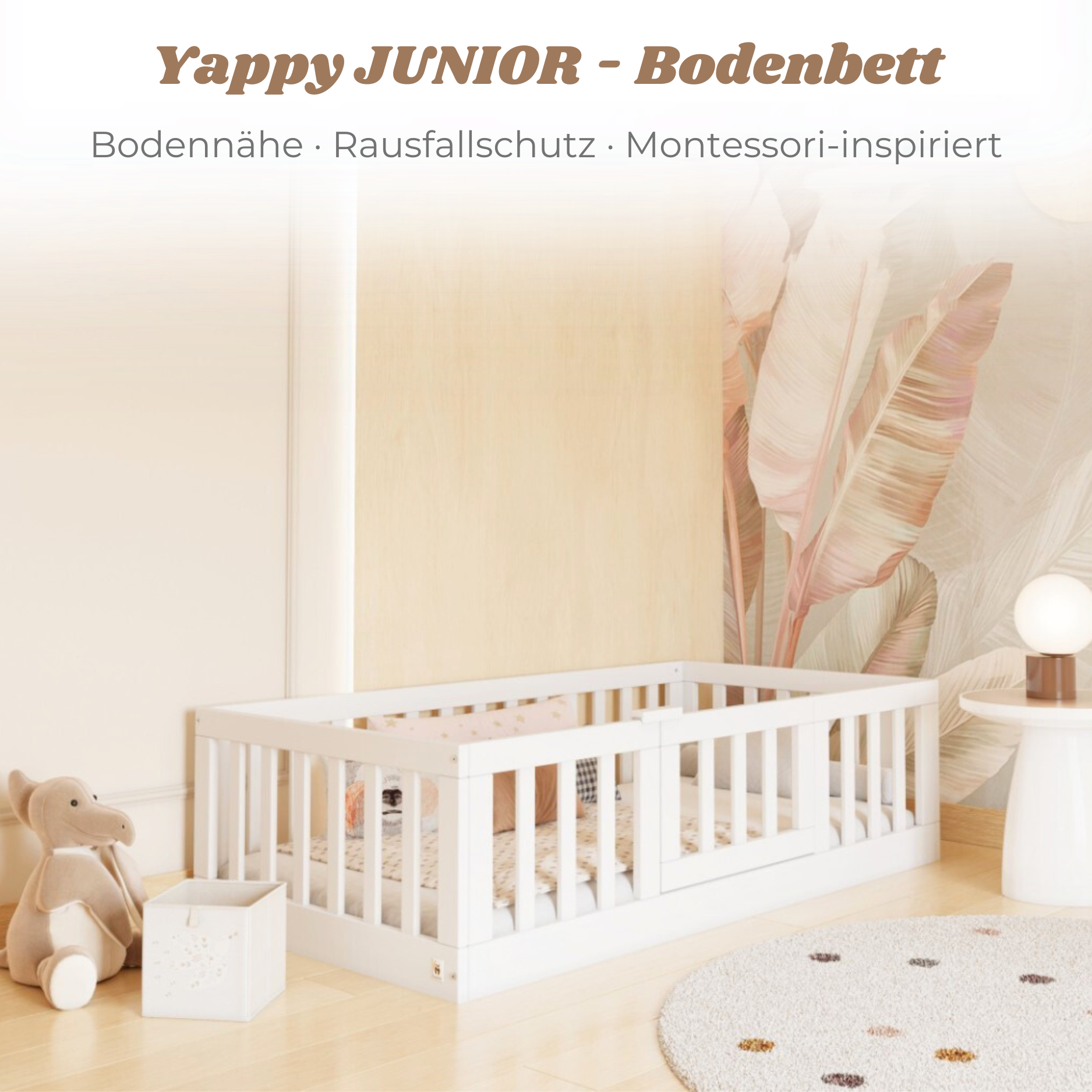 YappyCasa Junior 160x80 letto montessori bianco con porticina