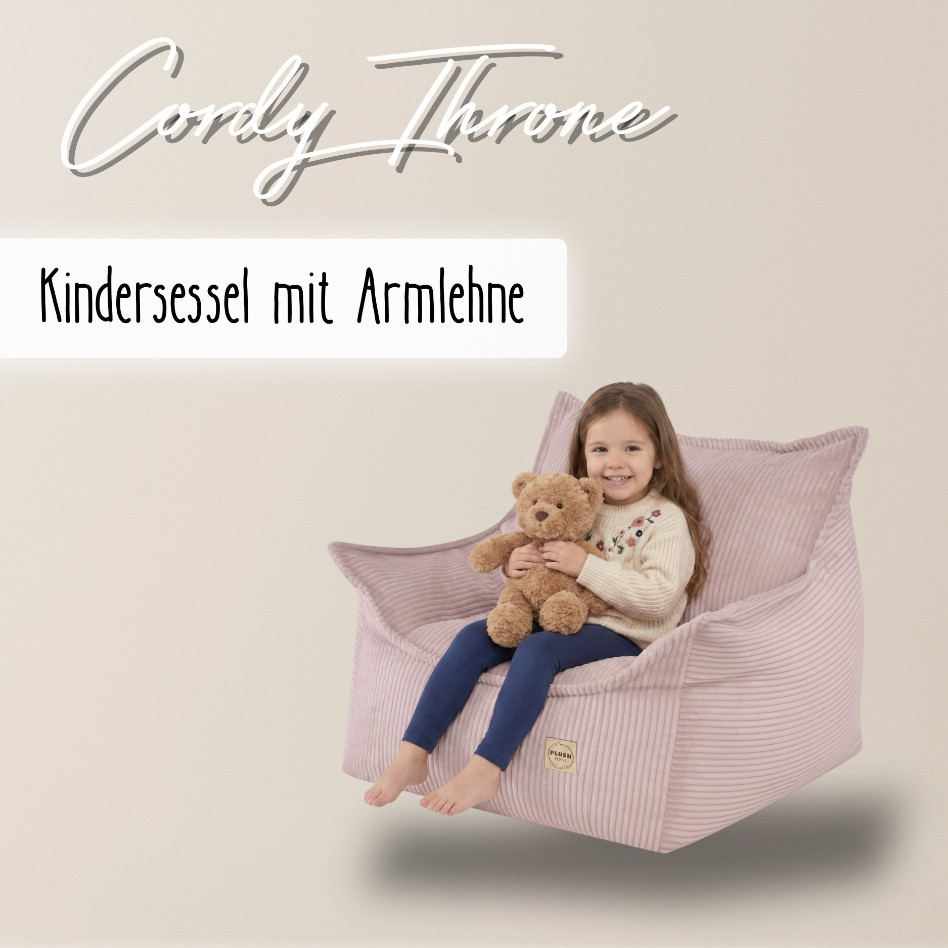 LIONHERZ Cordy Throne Poltrona Bambini Taupe 80x73x58cm Cord