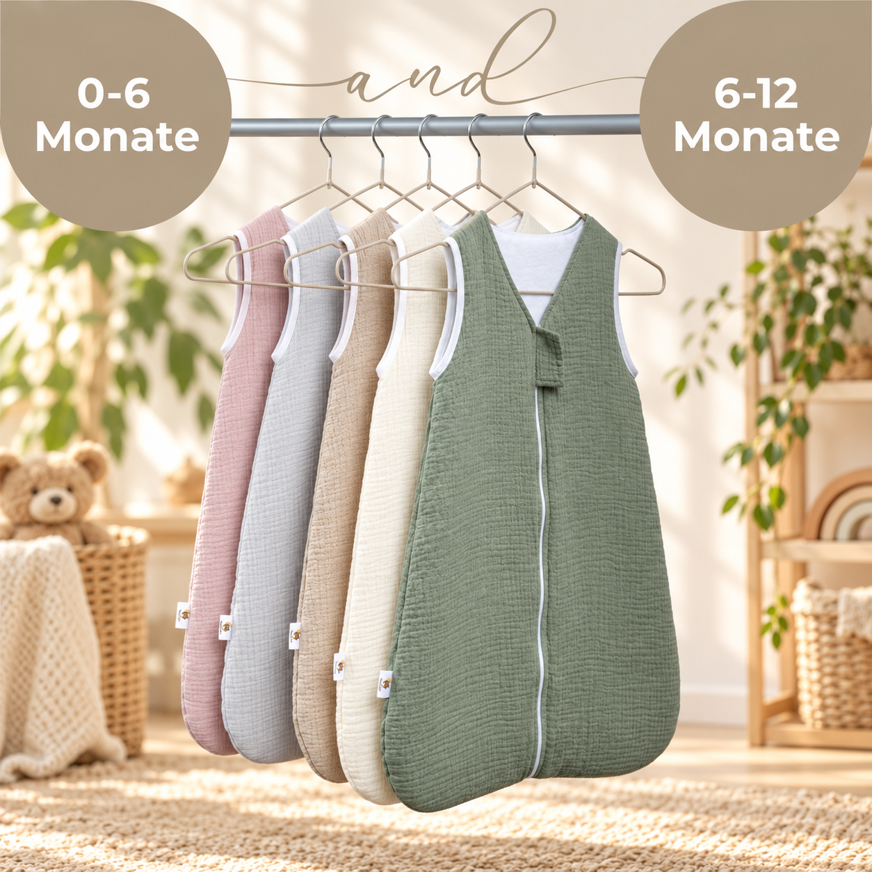 Lionherz YappySnug sacco nanna neonato mussola salvia 1.5 TOG 0-6 mesi