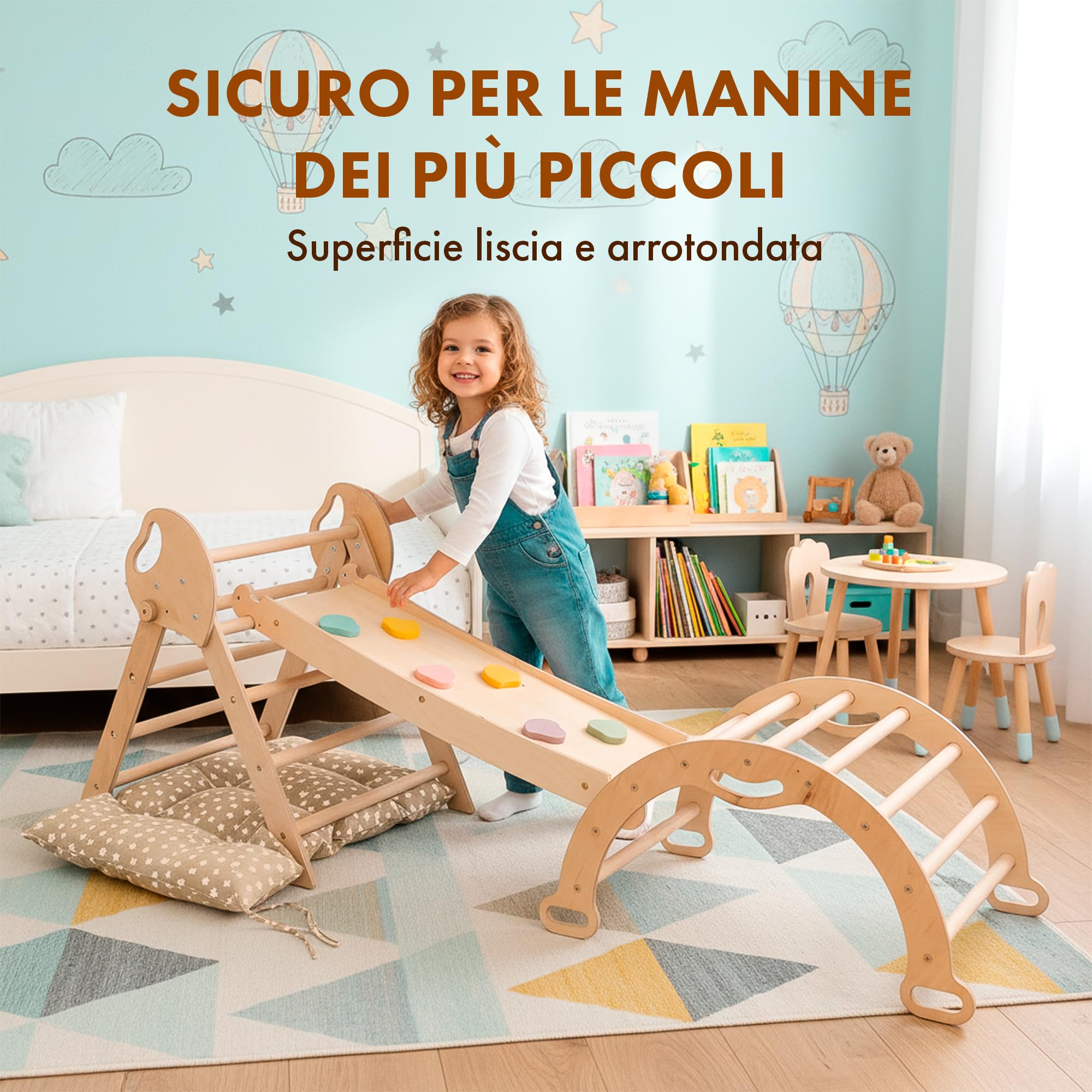 Goodevas Montessori triangolo arrampicata beige cuscino 4 pezzi