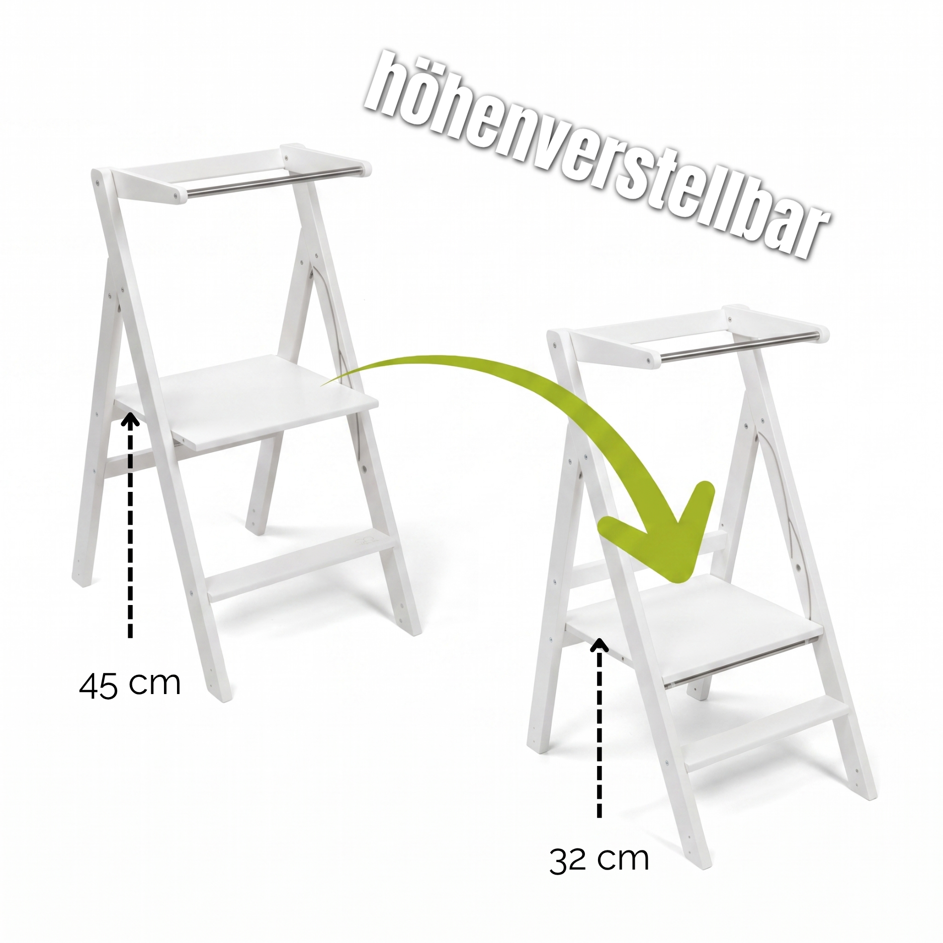 LIONHERZ STEP'n'FOLD Torre Montessori Pieghevole Bianca Altezza