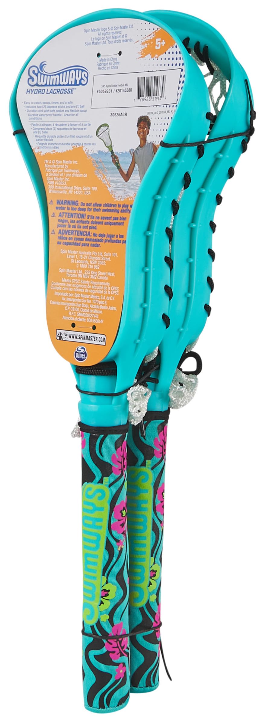 SwimWays Hydro Lacrosse gioco piscina 2 bastoni blu impermeabile