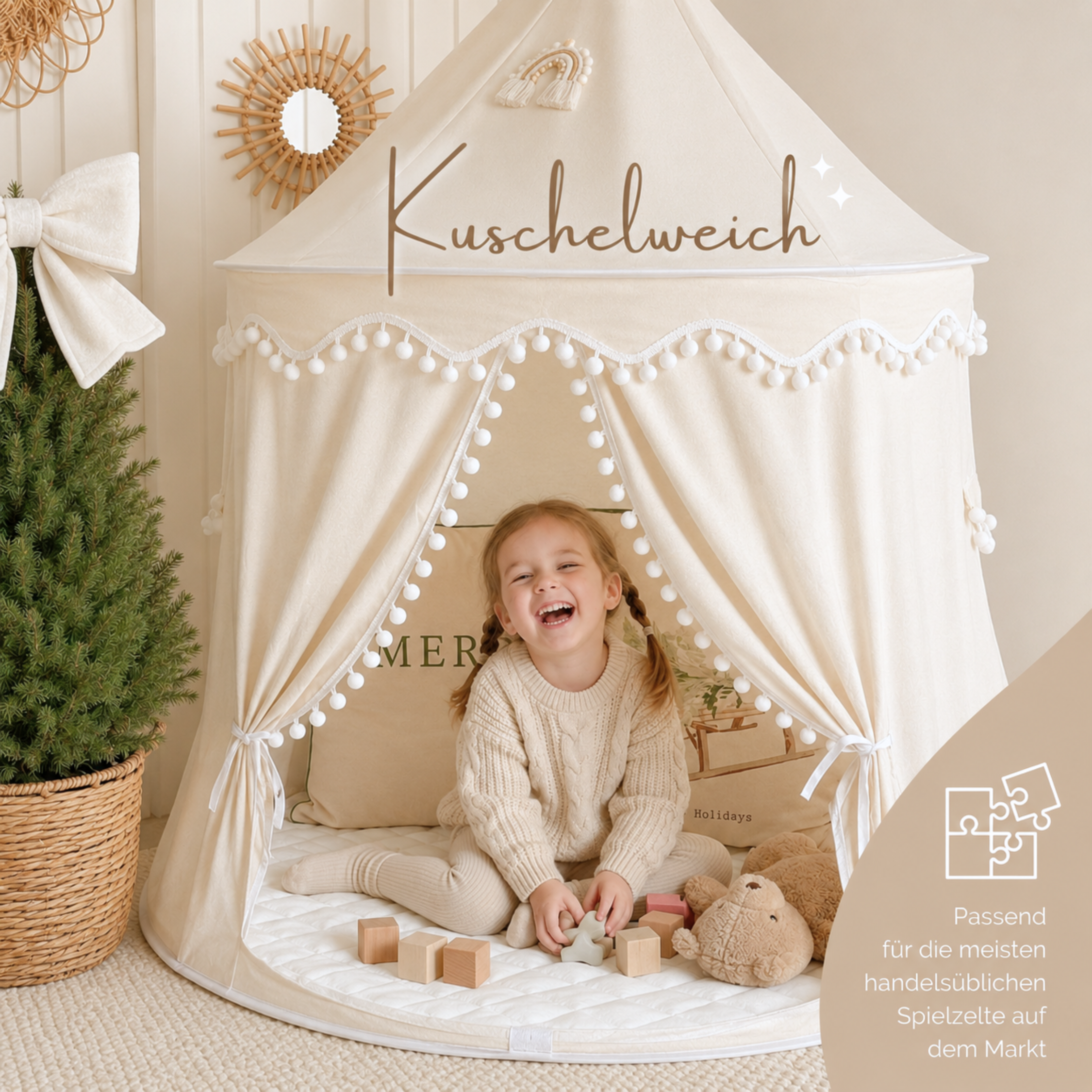 LIONHERZ Spielmatten Materassino Rotondo 110 cm Tenda Gioco