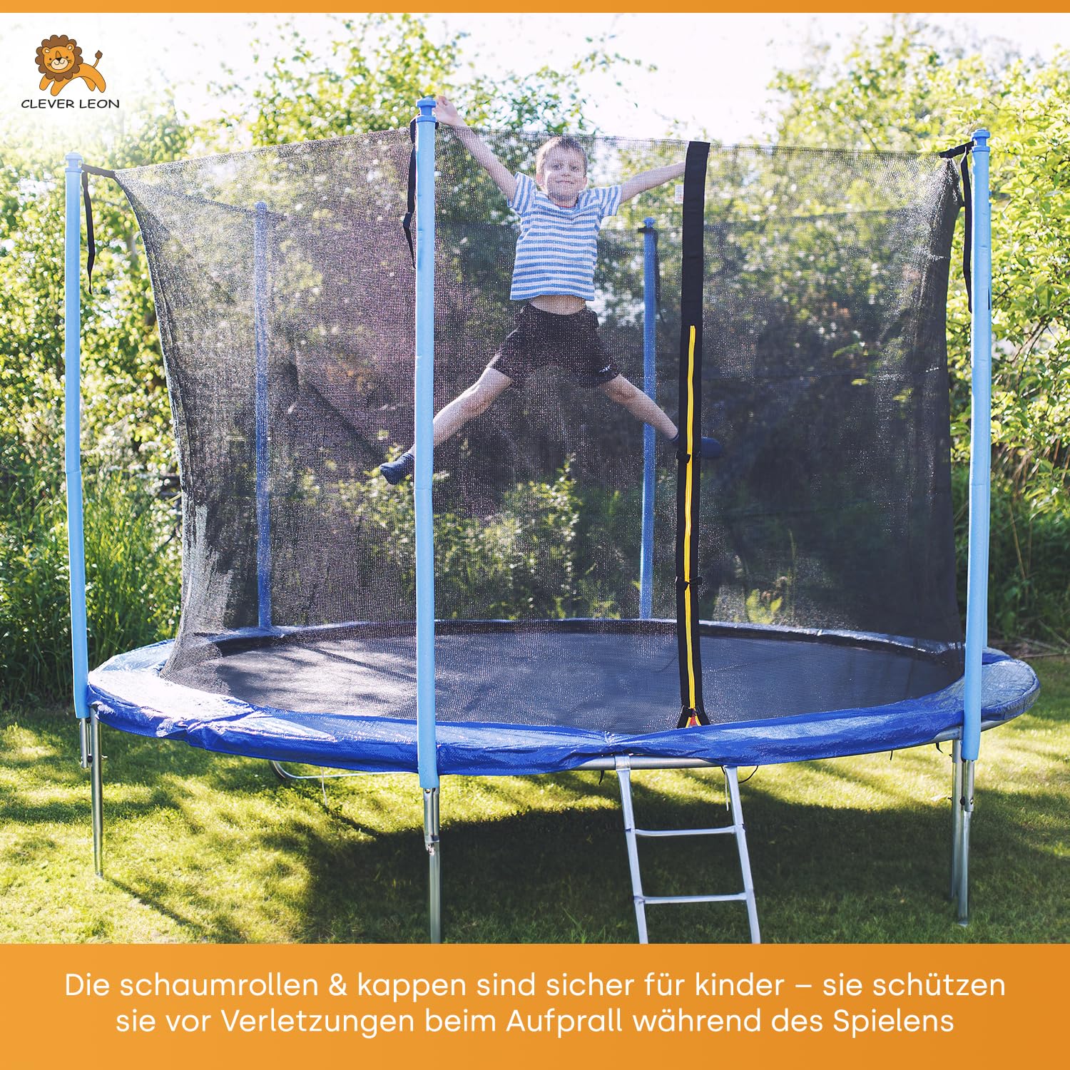 Clever Leon Tubi Schiuma Trampolino 180 cm Grigio con Tappi 6 Pezzi