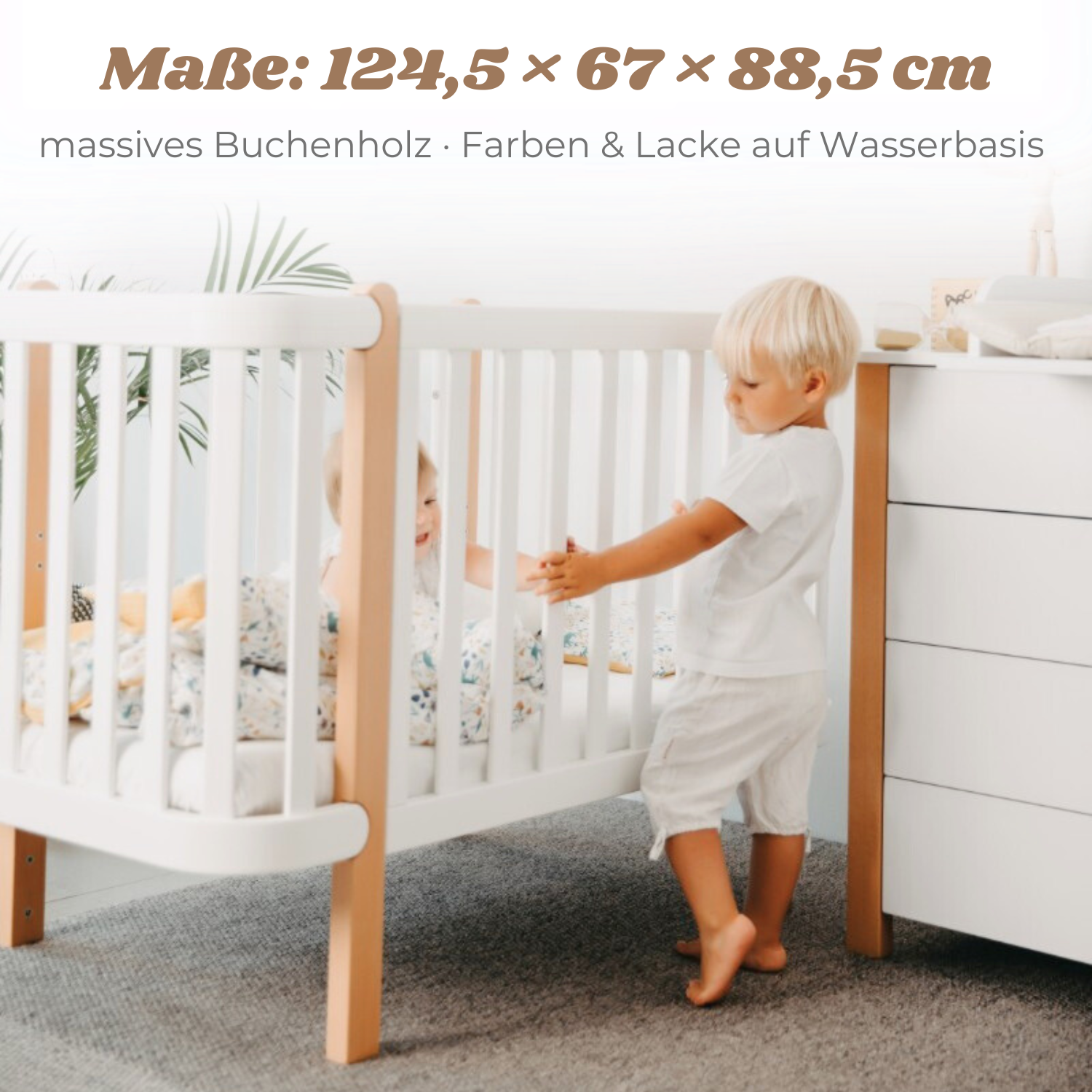 YappyÉtude Mini 120x60 lettino neonato grigio bianco faggio