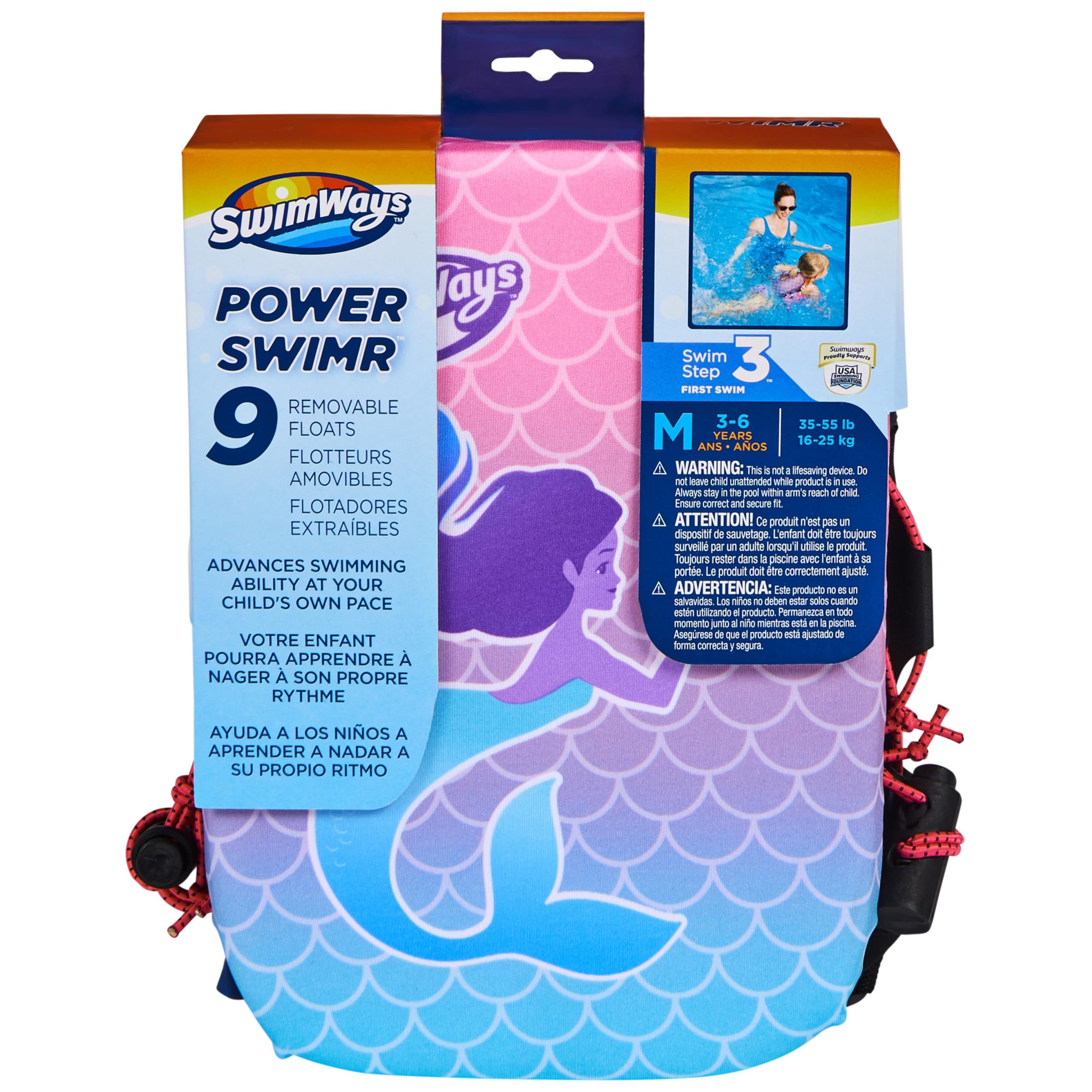 Swimways First Swim PowerSwimr Sirena Aiuto Nuoto Taglia M
