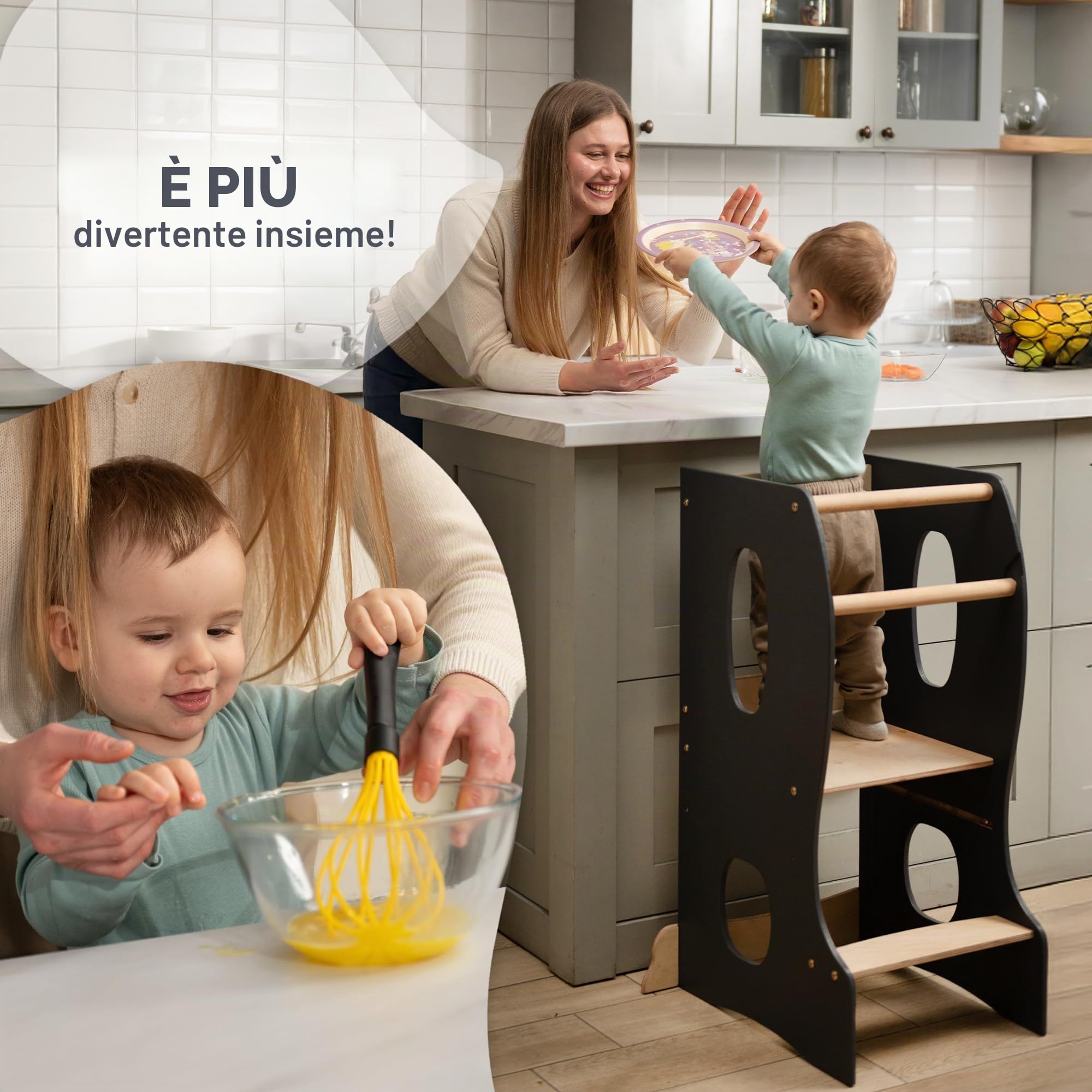 Goodevas Torre di Apprendimento Montessori legno pieghevole graphite