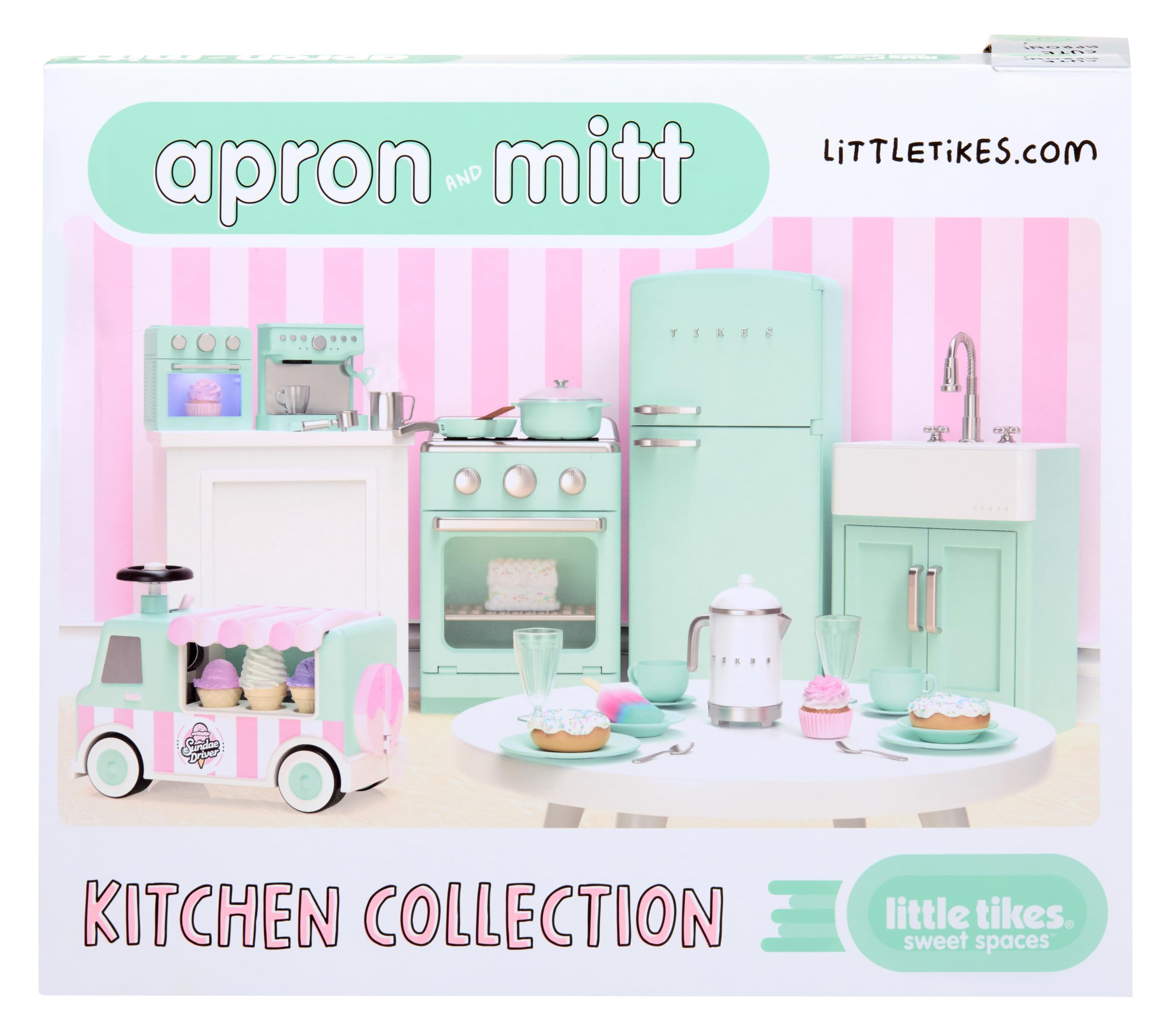 Little Tikes Sweet Spaces set cucina grembiule guanto Sea Foam 3 pezzi