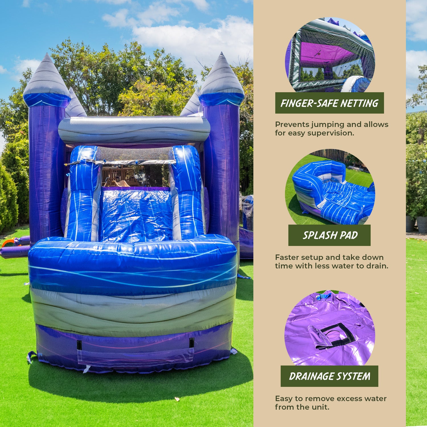 XJUMP Combos Purplish Castle combo gonfiabile con piscina