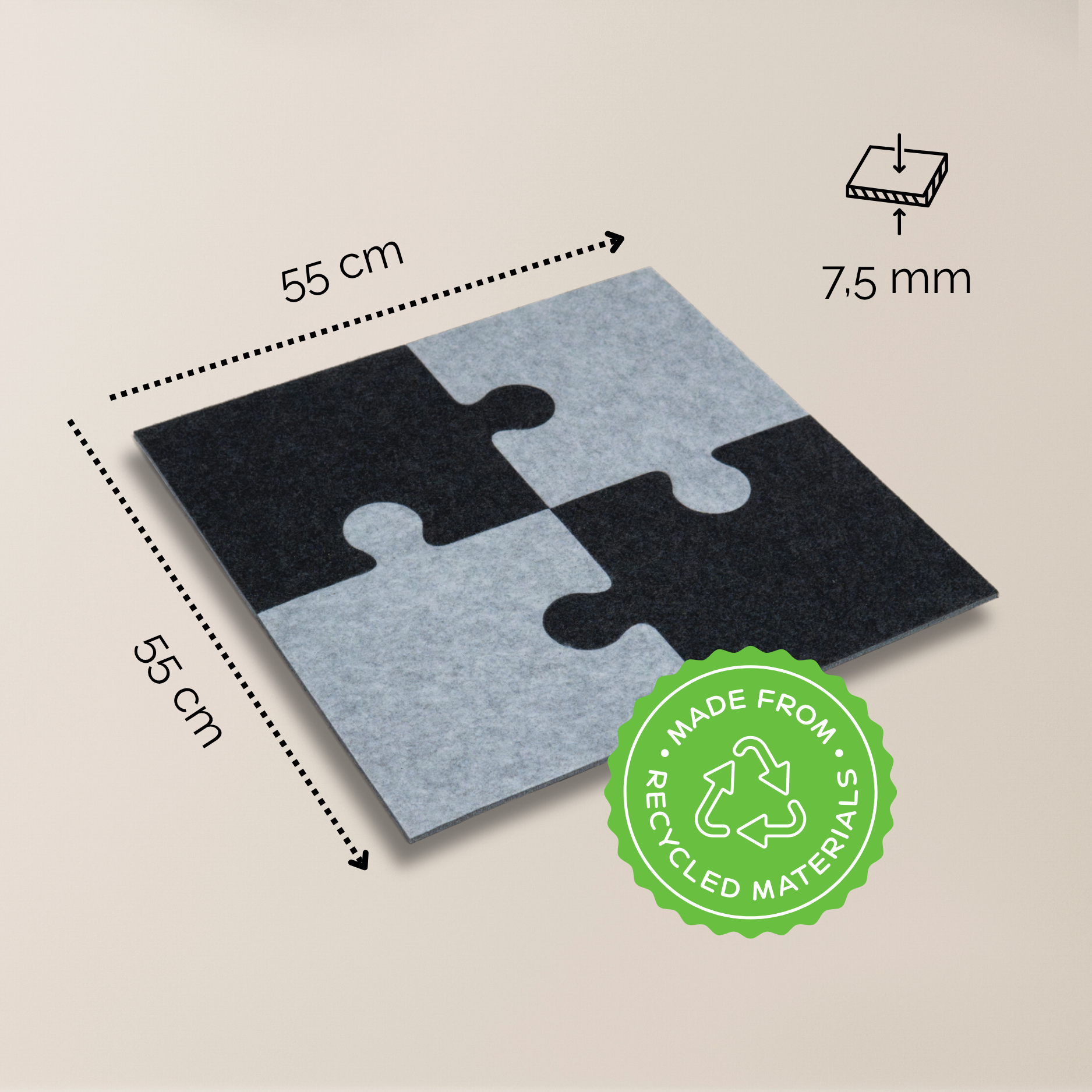 LIONHERZ Spielmatten Tappeto Puzzle Feltro Riciclato 9 Pezzi 90x76cm