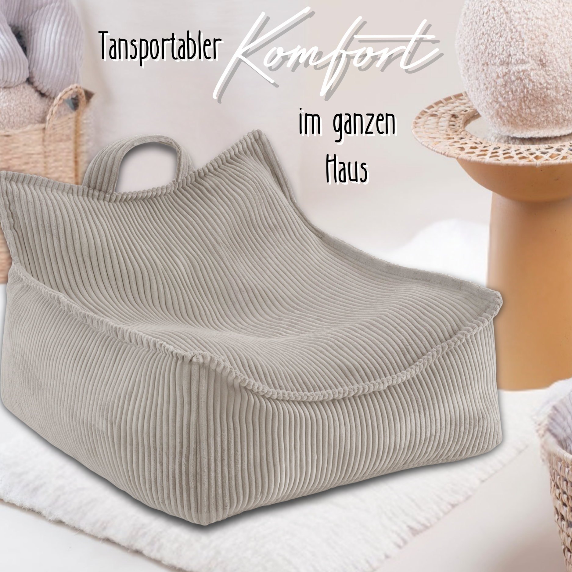 Lionherz Puffy Nest pouf bambini taupe 67x77x50 corda