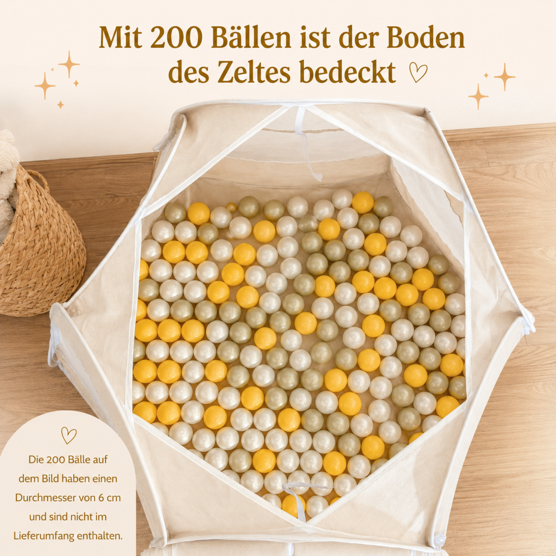 LIONHERZ Tenda Pop-Up Cotone Canapa Crema Finestre Mesh