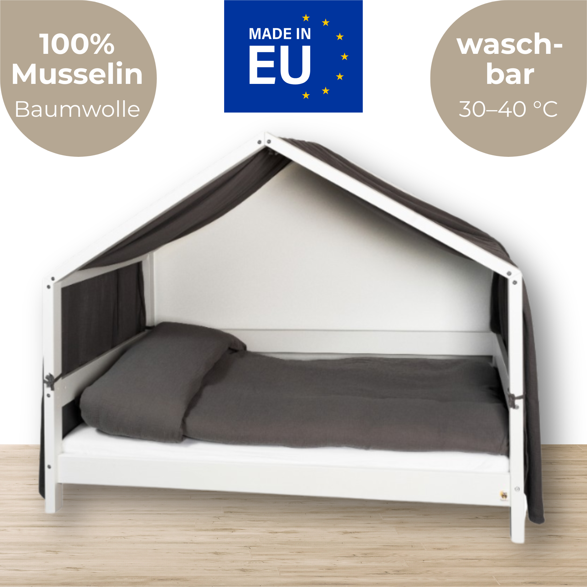 LIONHERZ YappyMuslin biancheria letto Silbergrau 100% cotone