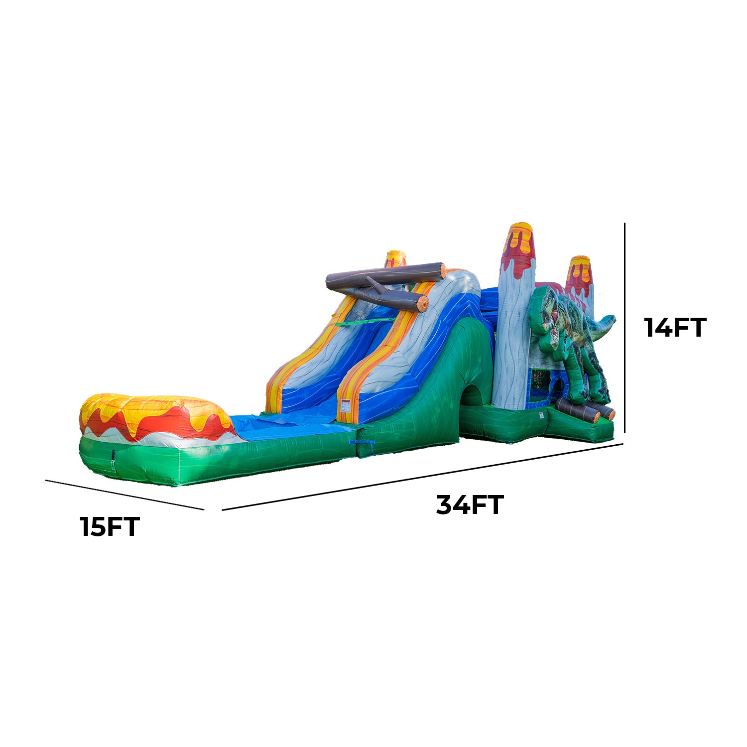 XJUMP Combos T-Rex Gonfiabile con Scivolo e Piscina