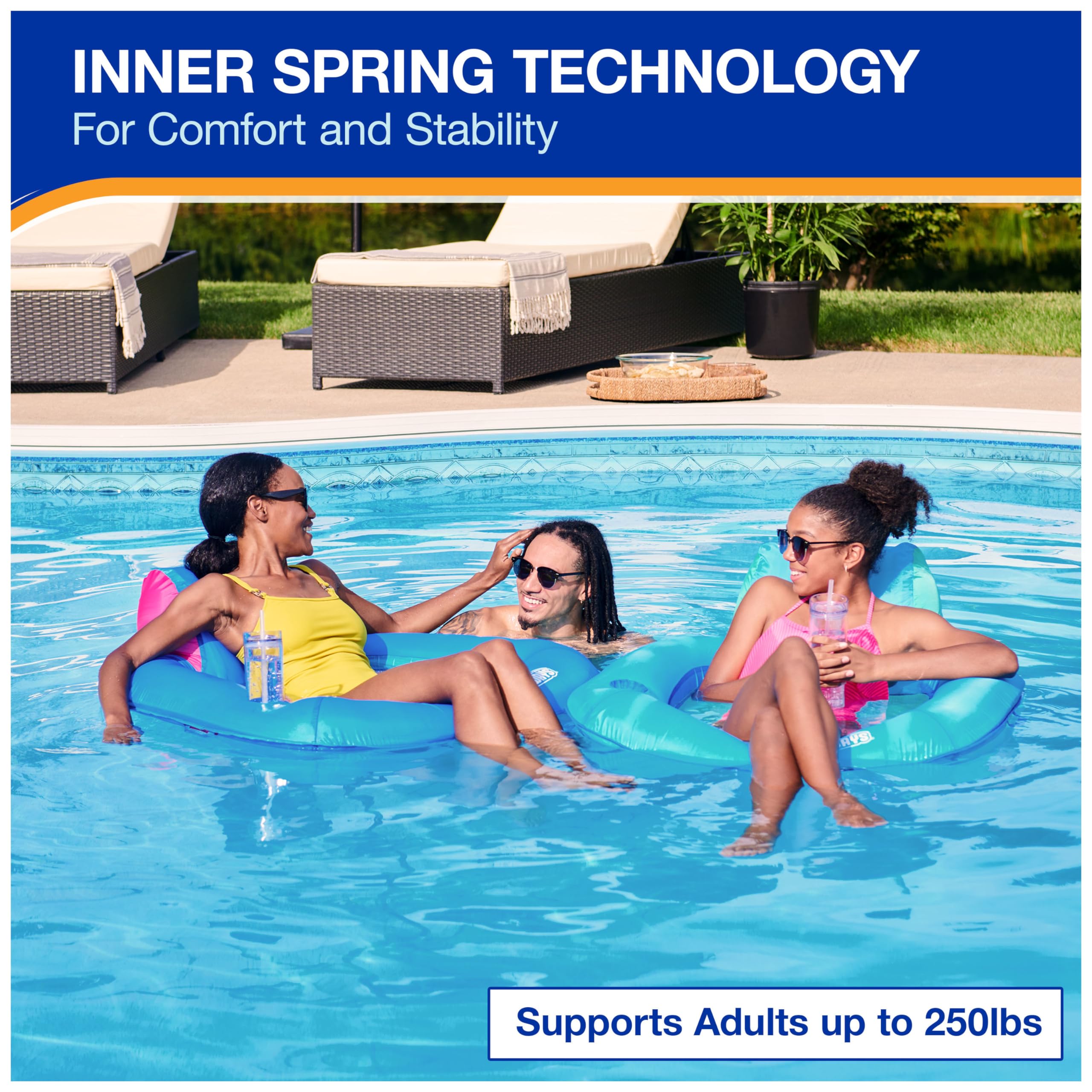 Swimways Spring Float Hyper-Flate Aqua Poltrona Piscina con Schienale