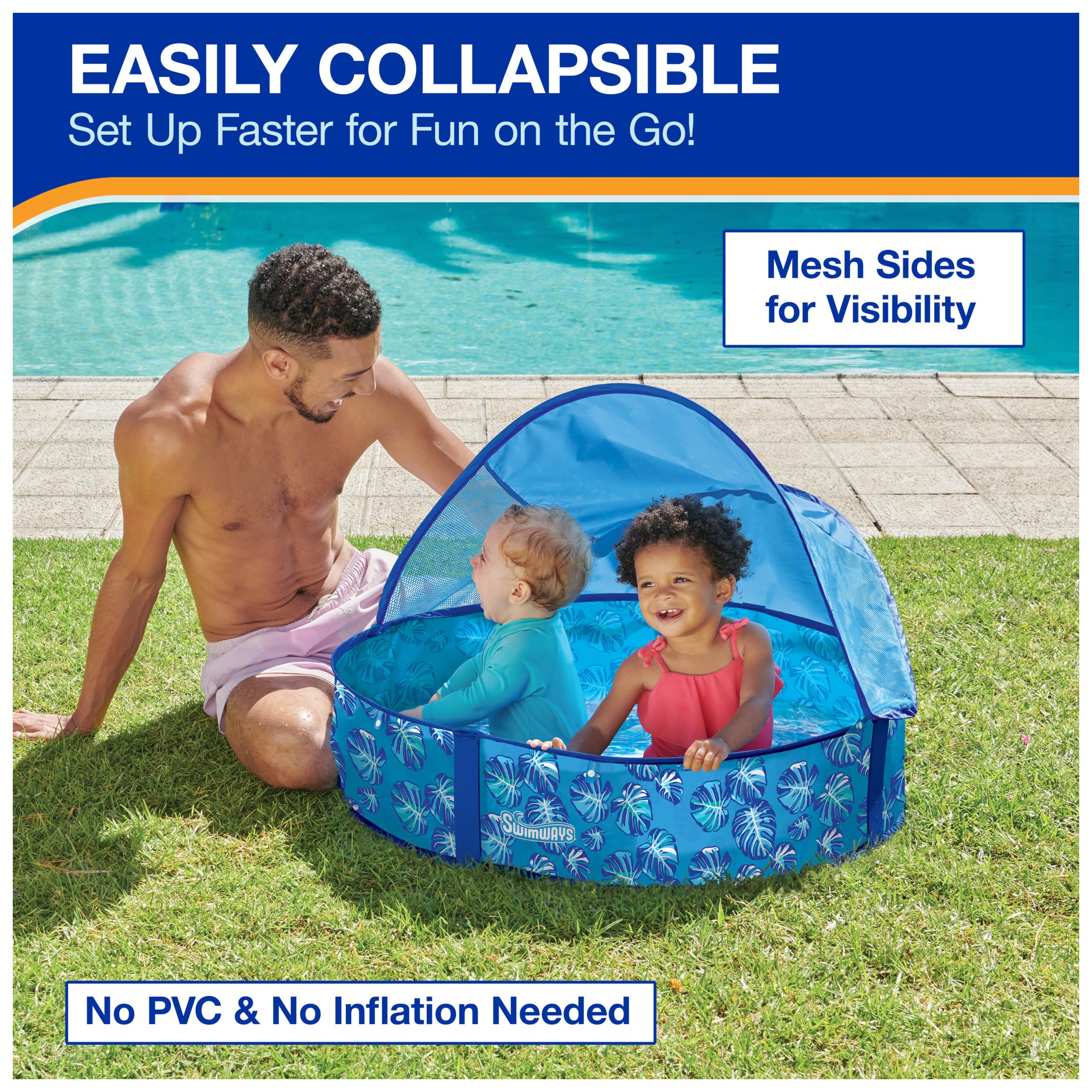 Swimways Pop-Up Pool piscina bambini 81 cm blu con tettuccio