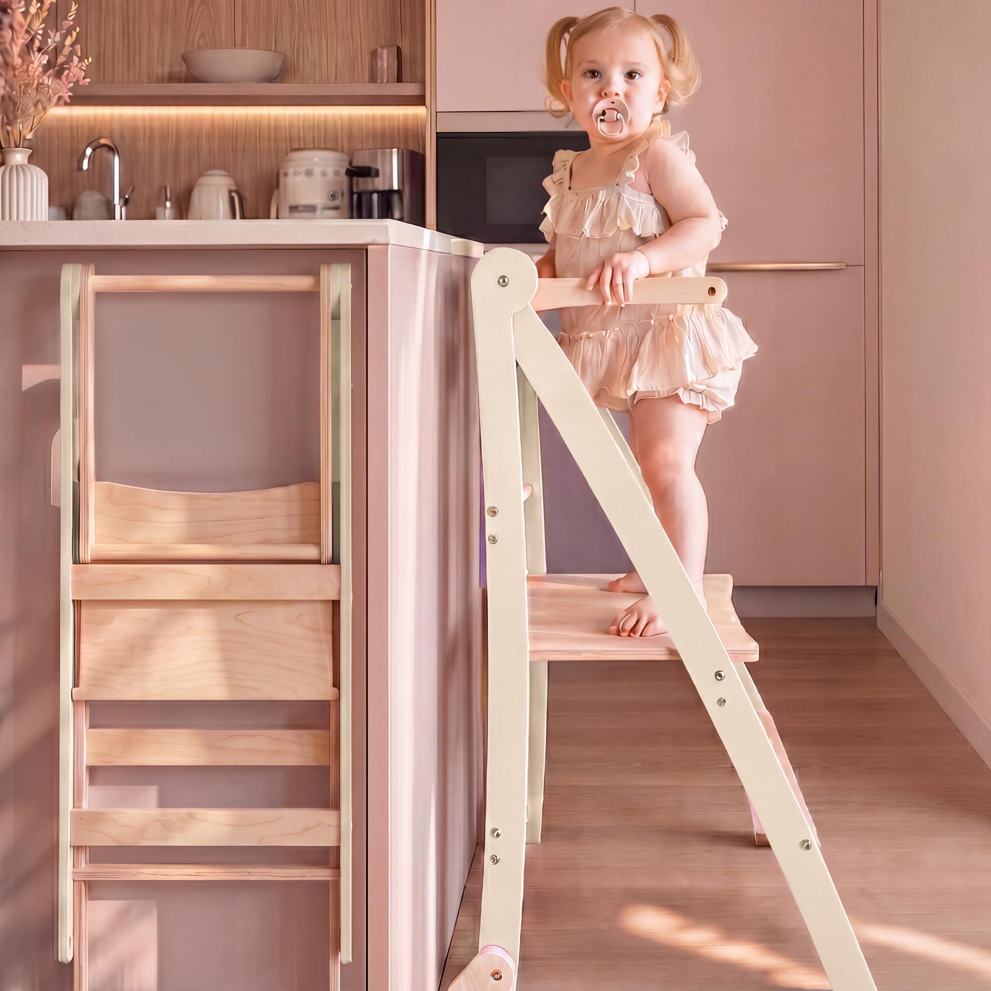 Goodevas Torre di Apprendimento montessoriana pieghevole avorio