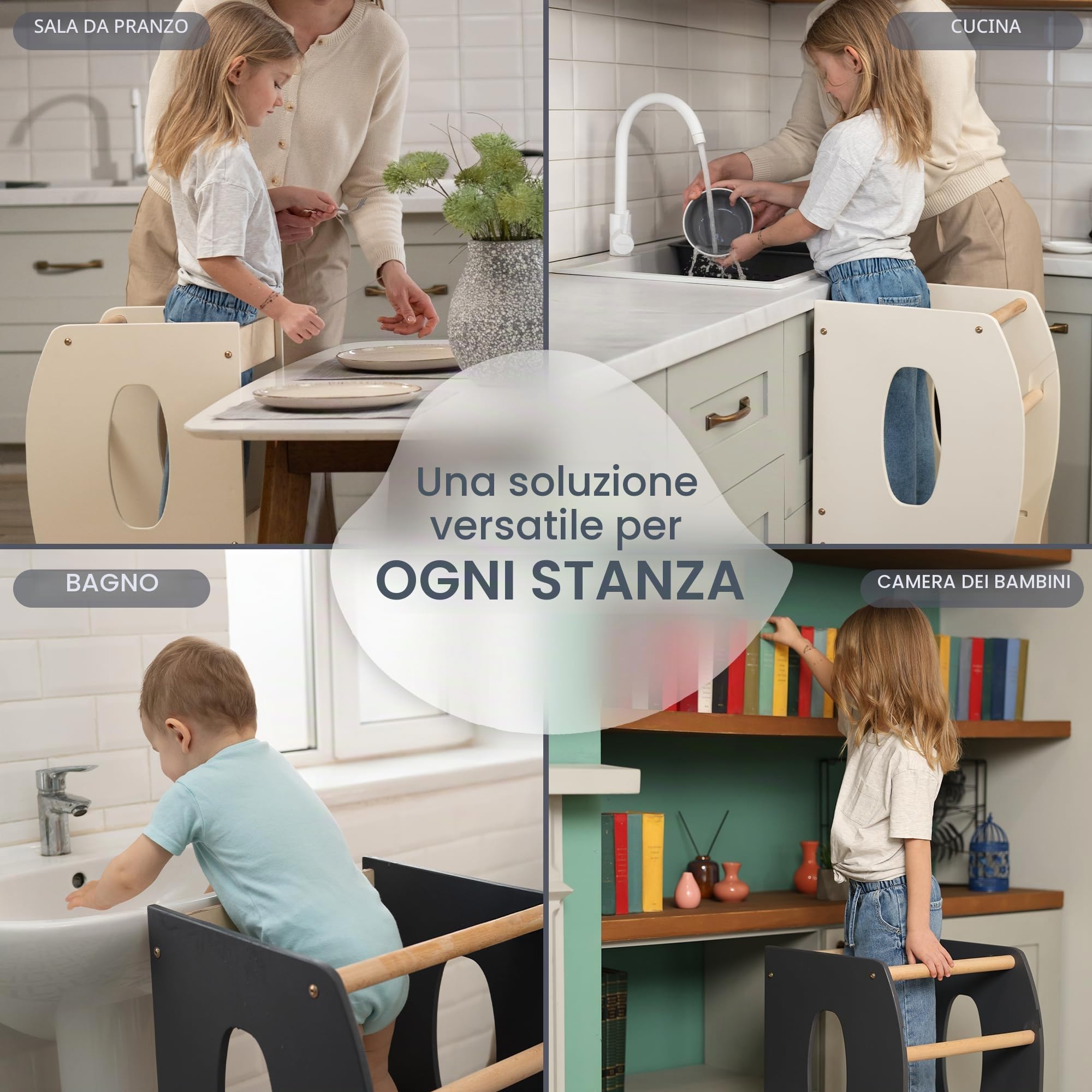 Goodevas Torre di Apprendimento Montessori legno pieghevole graphite
