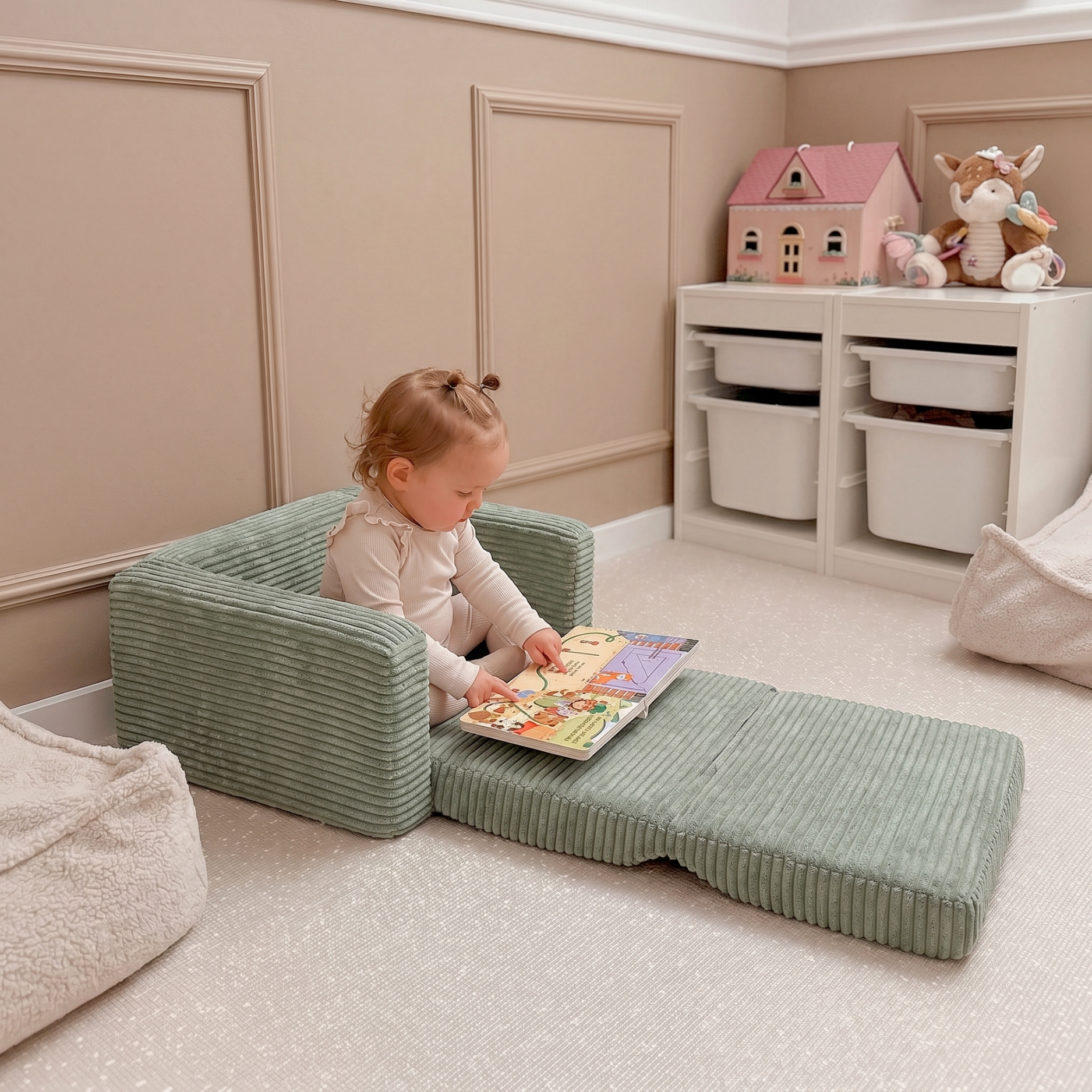 LIONHERZ Comfort Cubie poltrona bambini Salvia cord 2in1