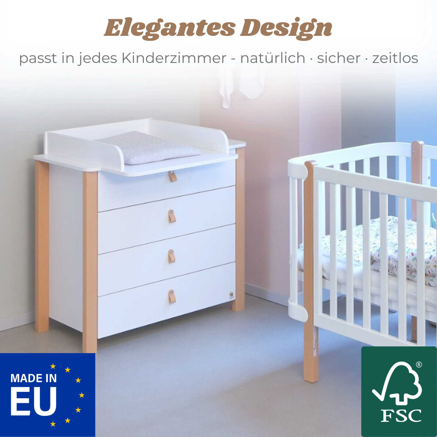 LIONHERZ YappyÉtude MINI Fasciatoio Marrone Bianco 90x50x85,5cm
