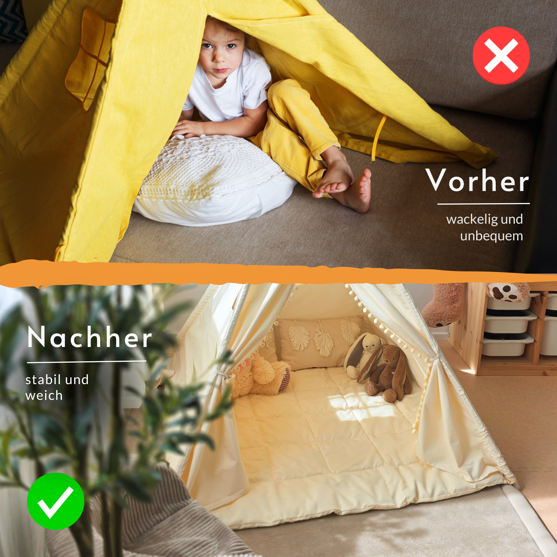 Lionherz Tipi-Decke Tappeto Tenda 120x120 cm Crema