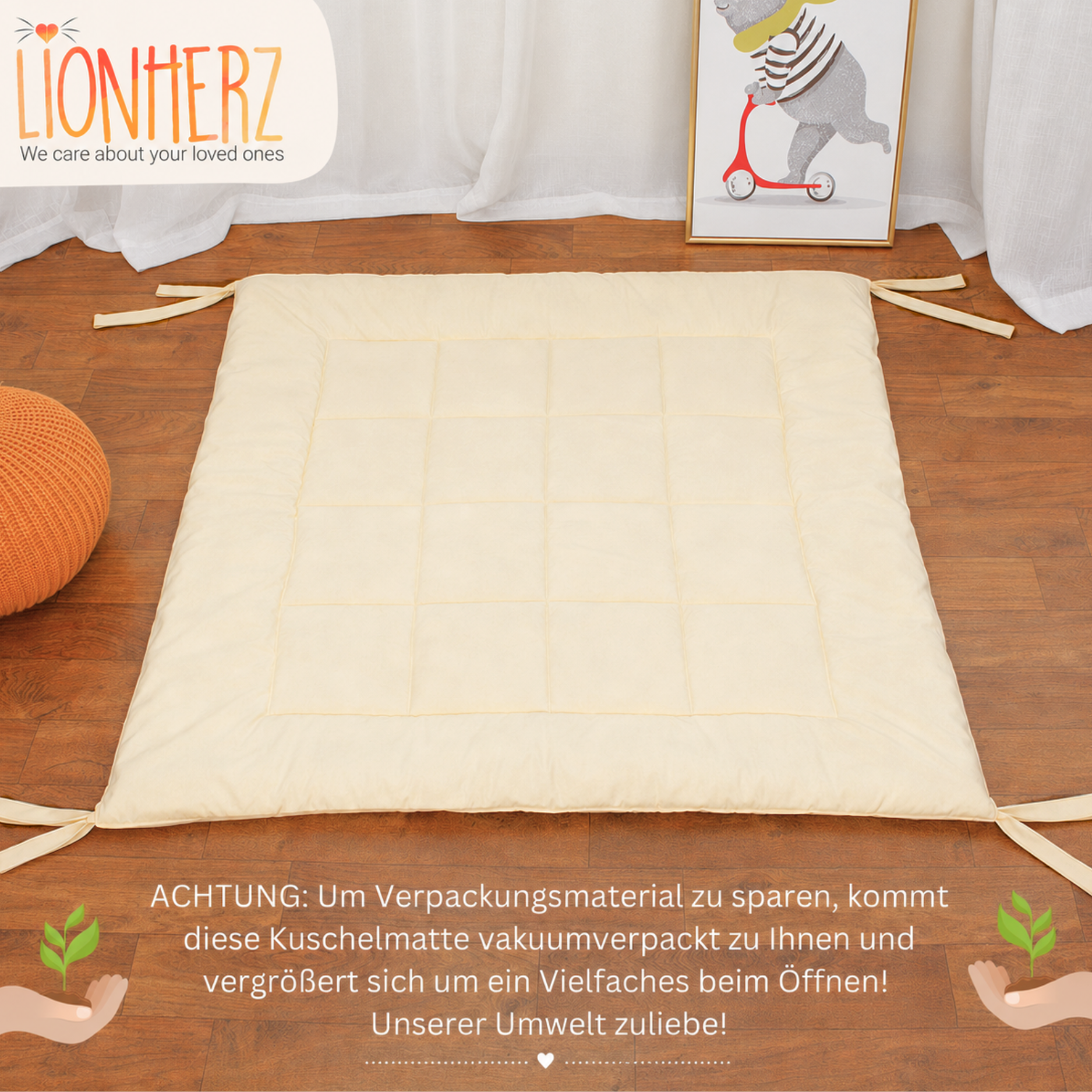 Lionherz Tipi-Decke Tappeto Tenda 120x120 cm Crema