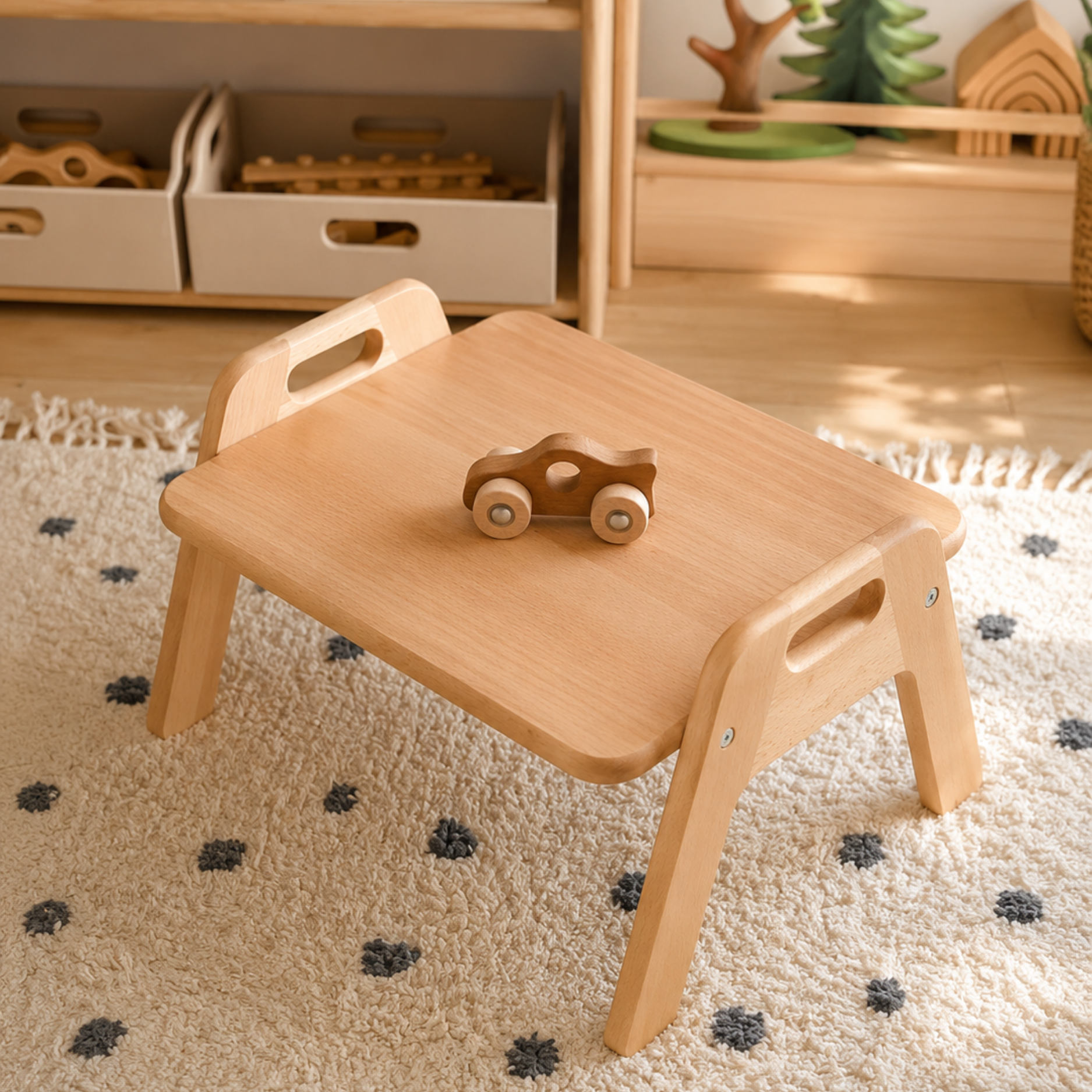 LIONHERZ Montessori tavolino pavimento faggio Piccolo 1-3 anni