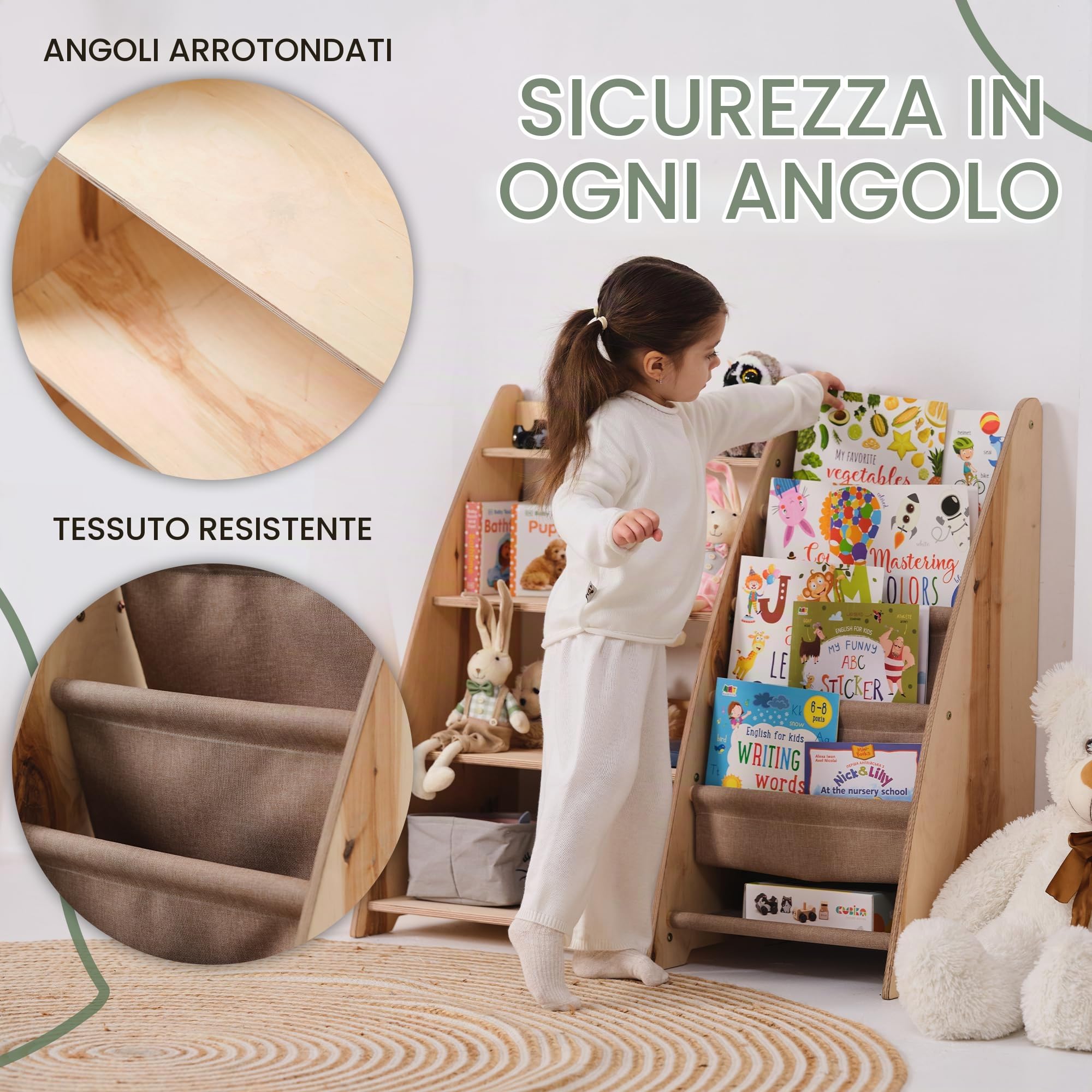 Goodevas Mensola Cameretta libreria bambini legno beige media