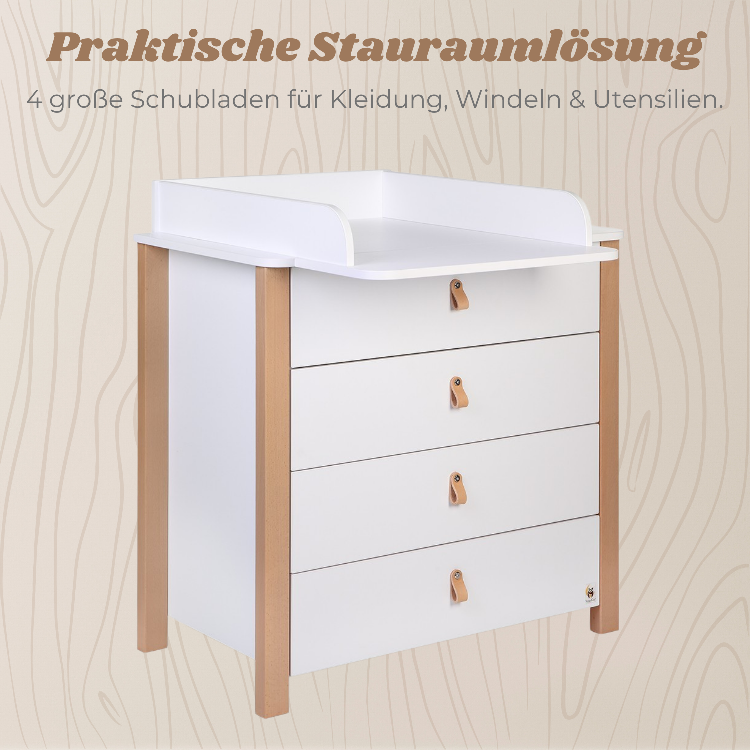 LIONHERZ YappyÉtude MINI Fasciatoio Marrone Bianco 90x50x85,5cm