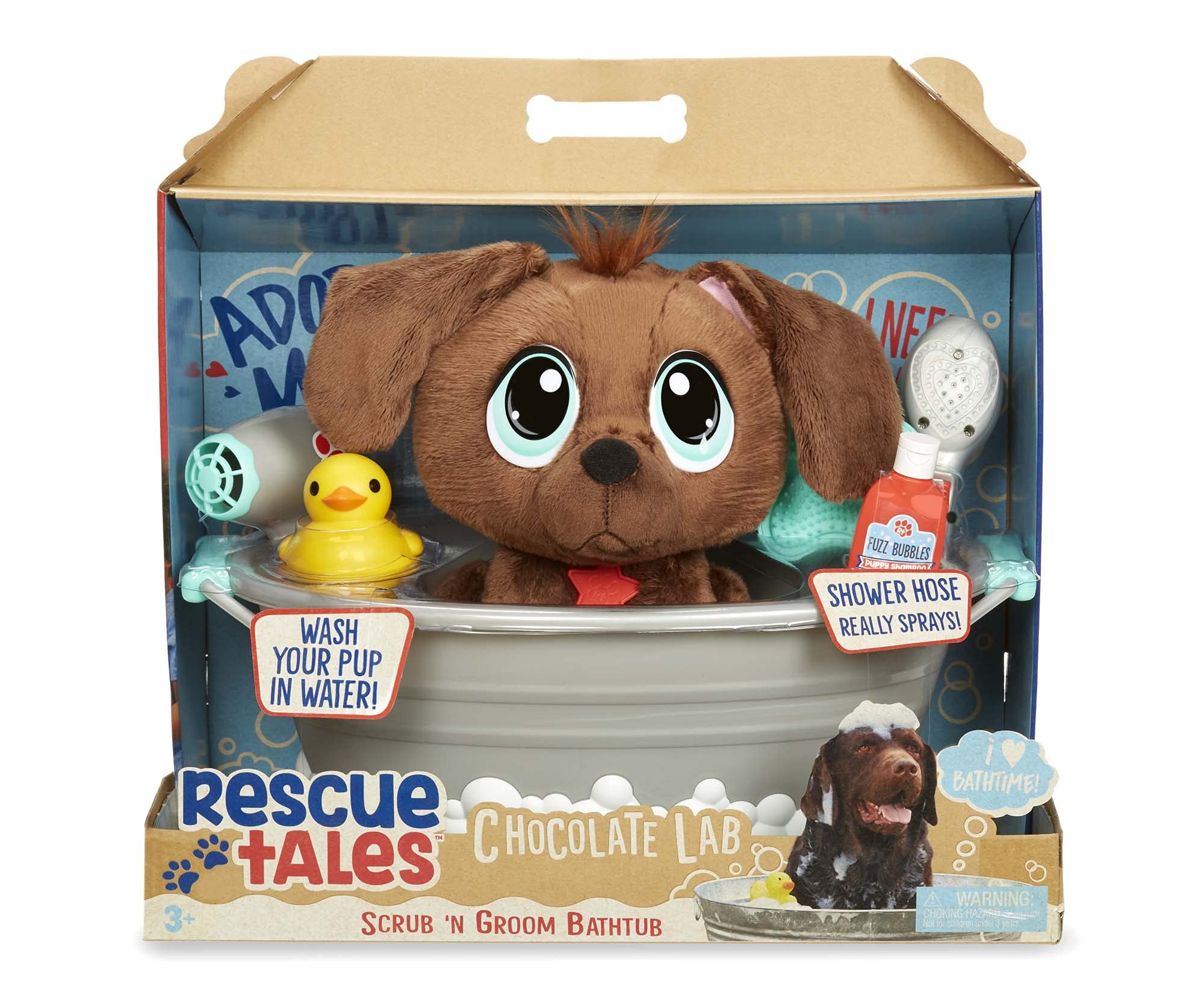 Little Tikes Rescue Tales Scrub'n Groom vasca bagno peluche Chocolate Lab