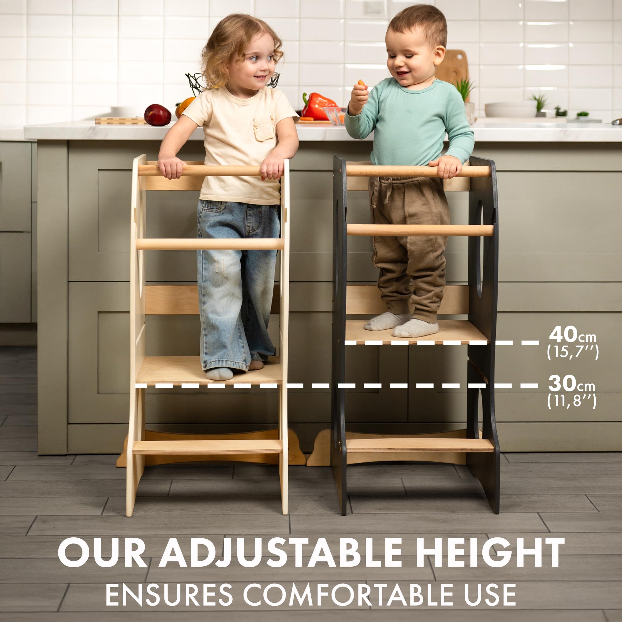 Goodevas Torre di Apprendimento Montessori legno pieghevole graphite