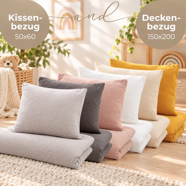 LIONHERZ YappyMuslin biancheria letto Silbergrau 100% cotone
