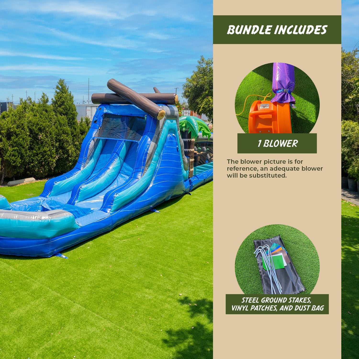XJUMP Obstacle Courses Tropical 45' Castello Gonfiabile con Soffiatore