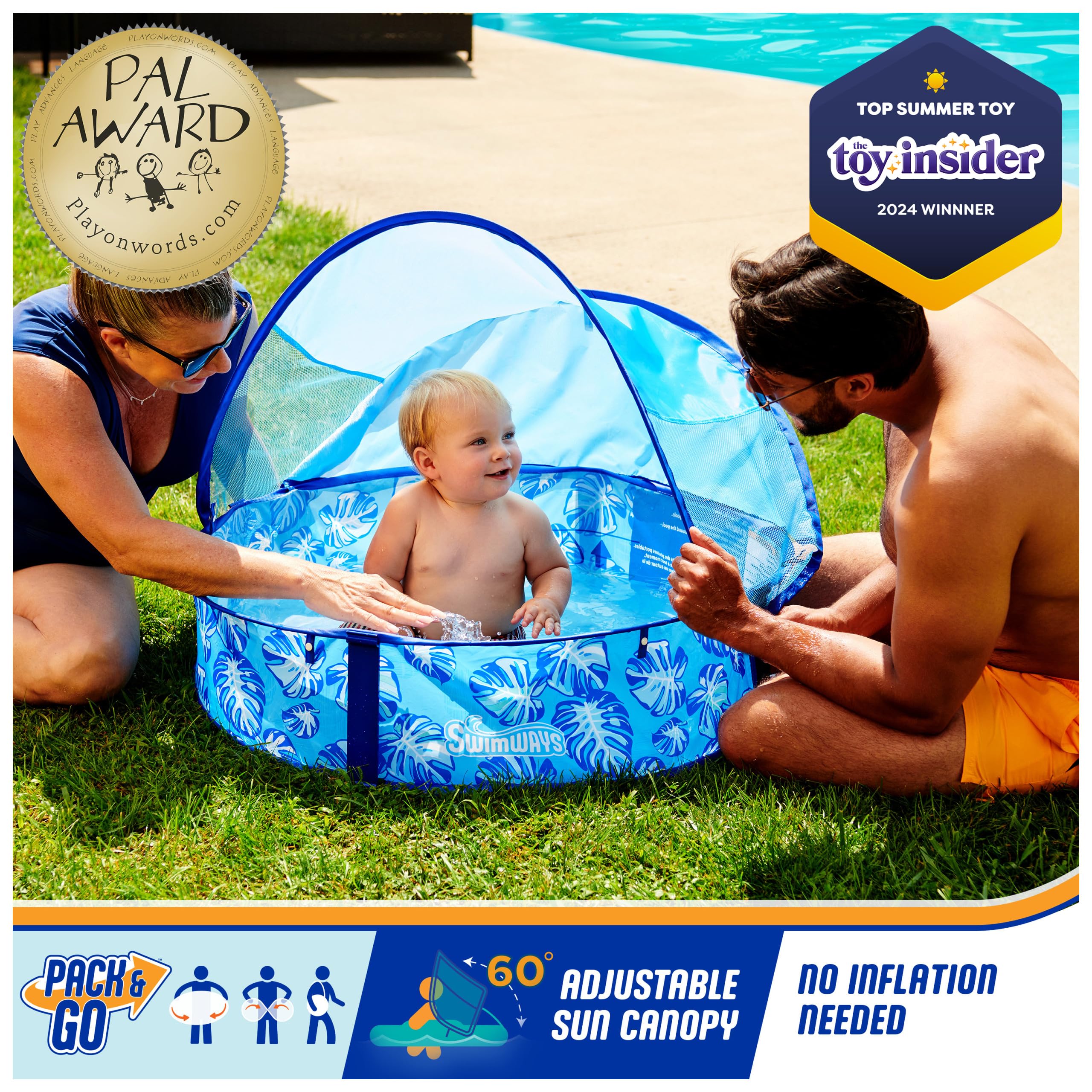 Swimways Pop-Up Pool piscina bambini 81 cm blu con tettuccio
