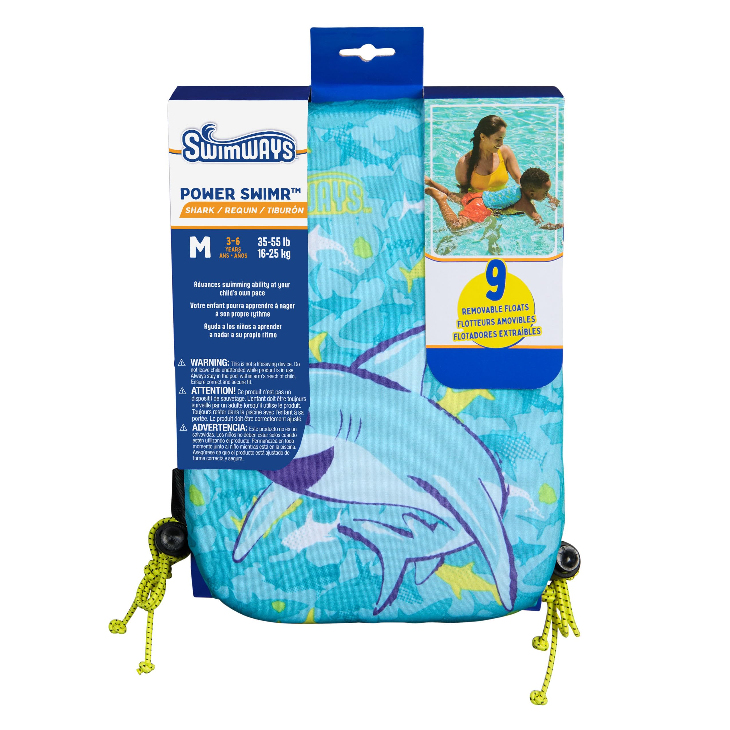 SwimWays First Swim Power Swimr M Gilet Nuoto Squalo 3-6 Anni