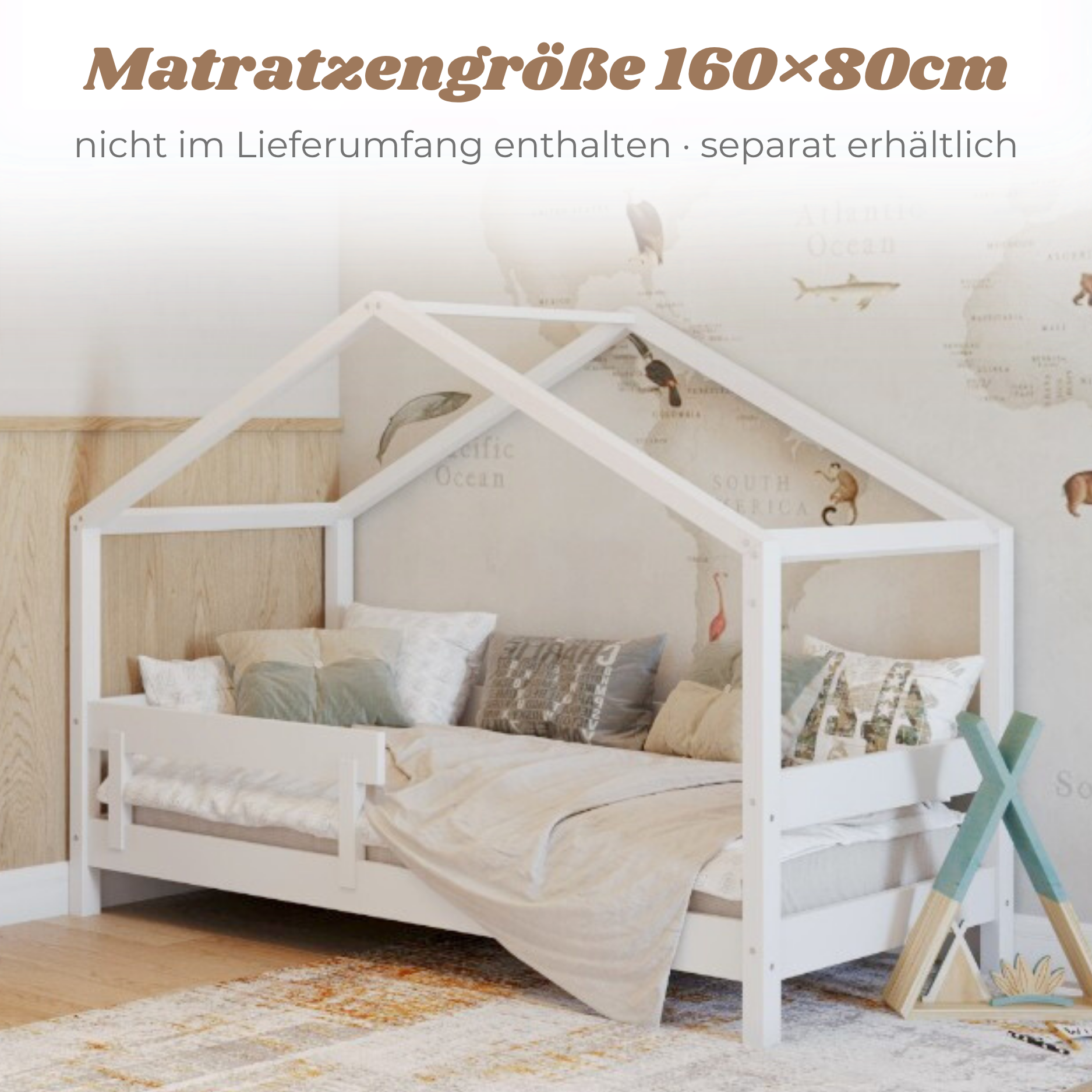 LIONHERZ YappyHytte Junior letto casetta 160x80 con sponda