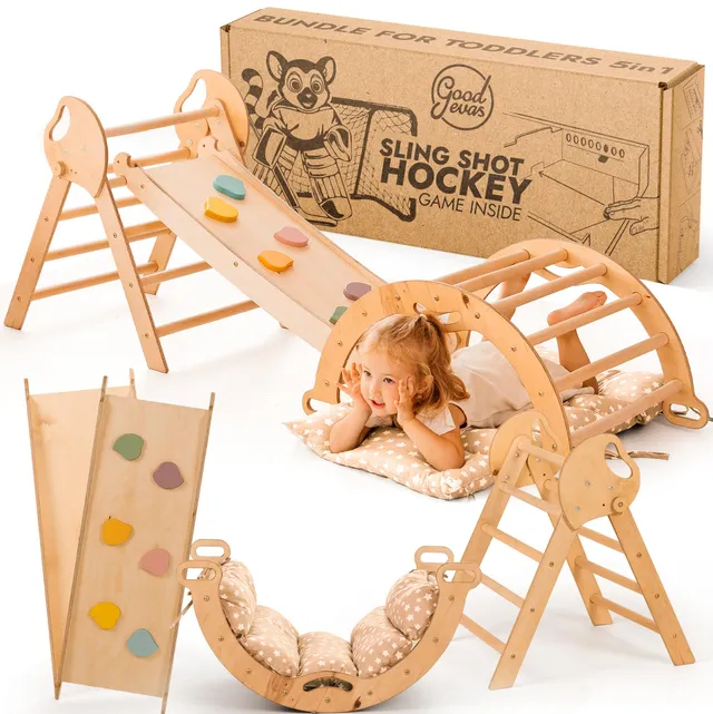 Goodevas Set Montessori triangolo arrampicata 5 in 1 beige